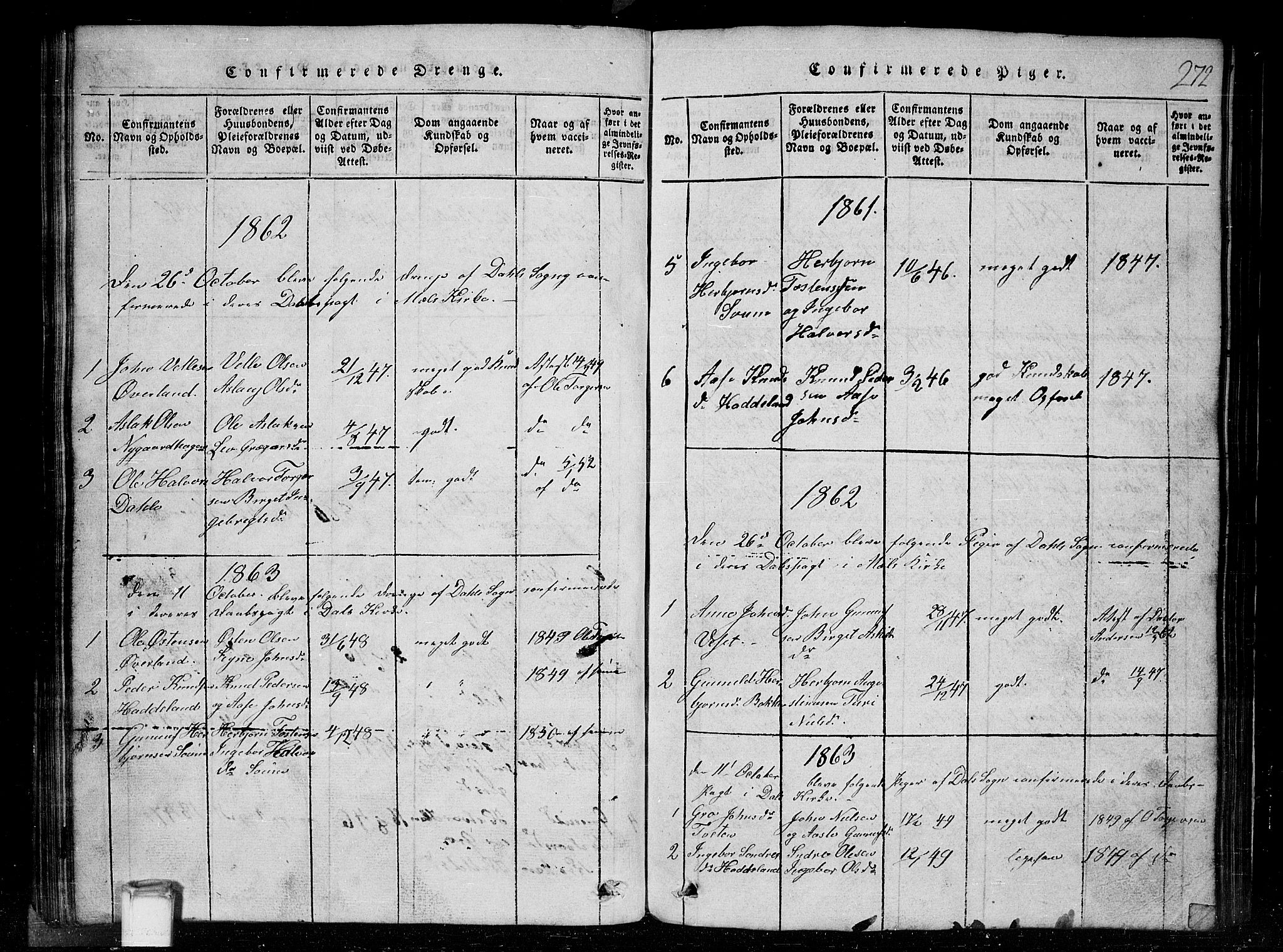 Tinn kirkebøker, SAKO/A-308/G/Gc/L0001: Parish register (copy) no. III 1, 1815-1879, p. 272