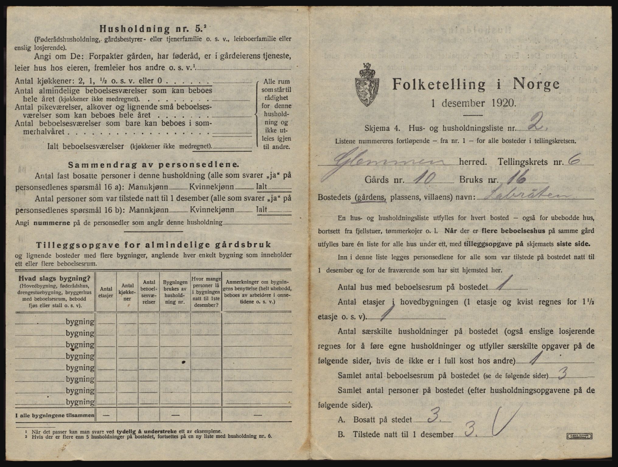 SAO, 1920 census for Glemmen, 1920, p. 2503