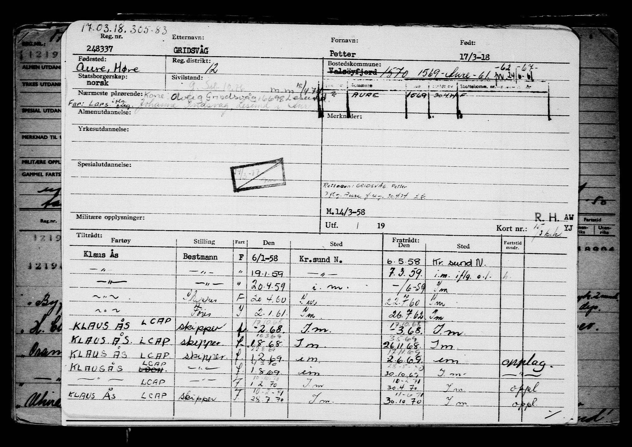 Direktoratet for sjømenn, AV/RA-S-3545/G/Gb/L0156: Hovedkort, 1918, p. 369