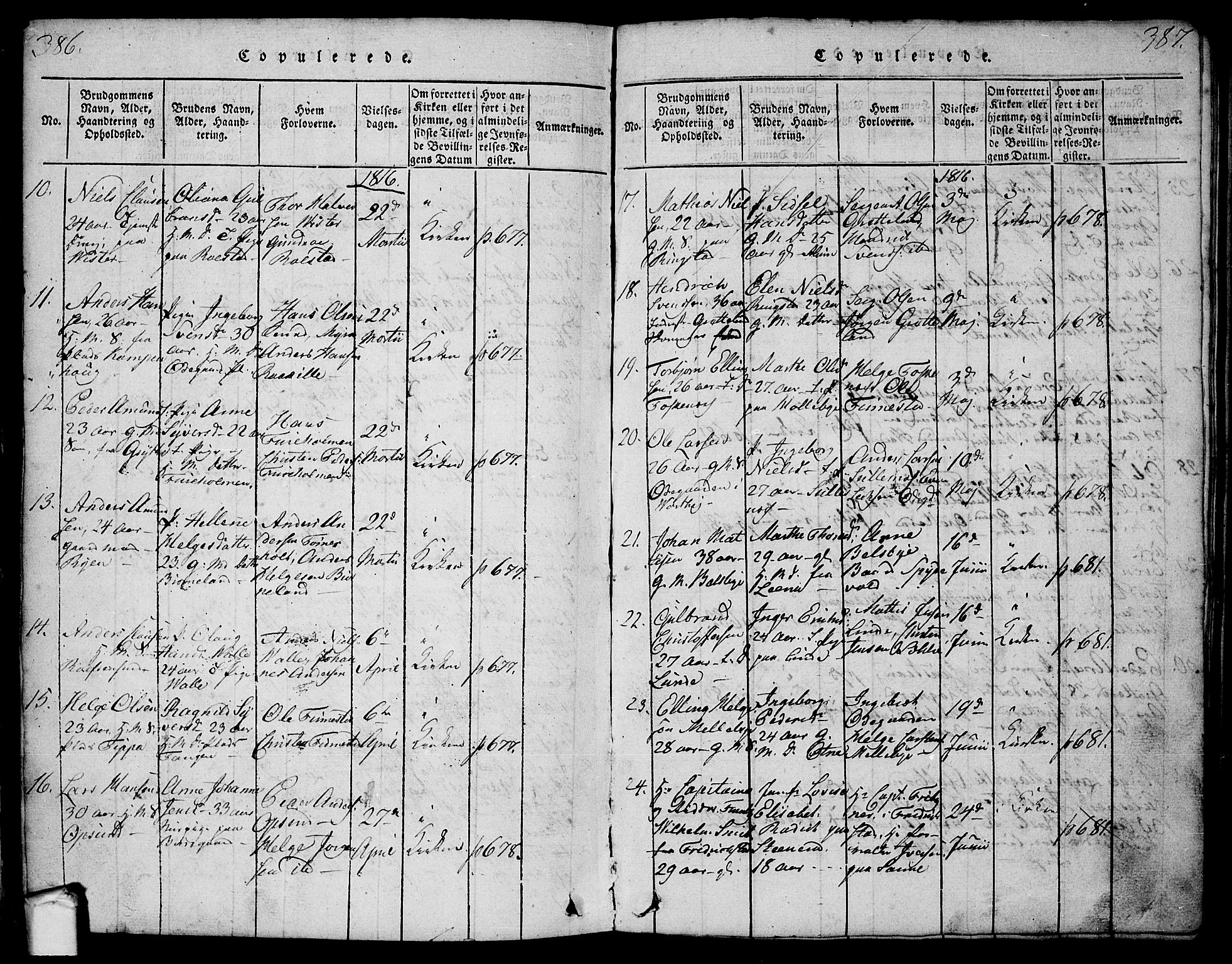 Tune prestekontor Kirkebøker, SAO/A-2007/F/Fa/L0005: Parish register (official) no. 5, 1815-1823, p. 386-387