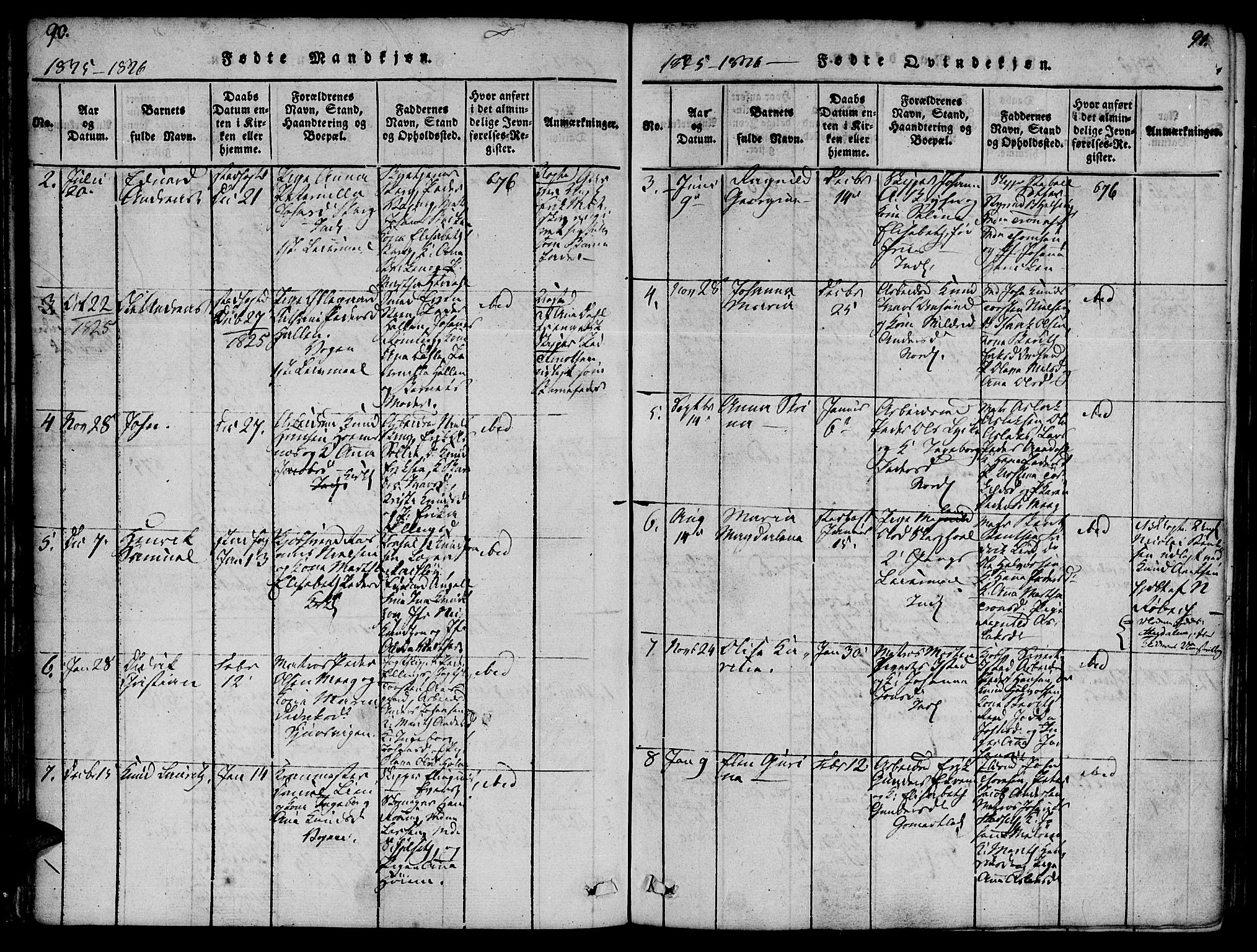 Ministerialprotokoller, klokkerbøker og fødselsregistre - Møre og Romsdal, AV/SAT-A-1454/572/L0842: Parish register (official) no. 572A05, 1819-1832, p. 90-91