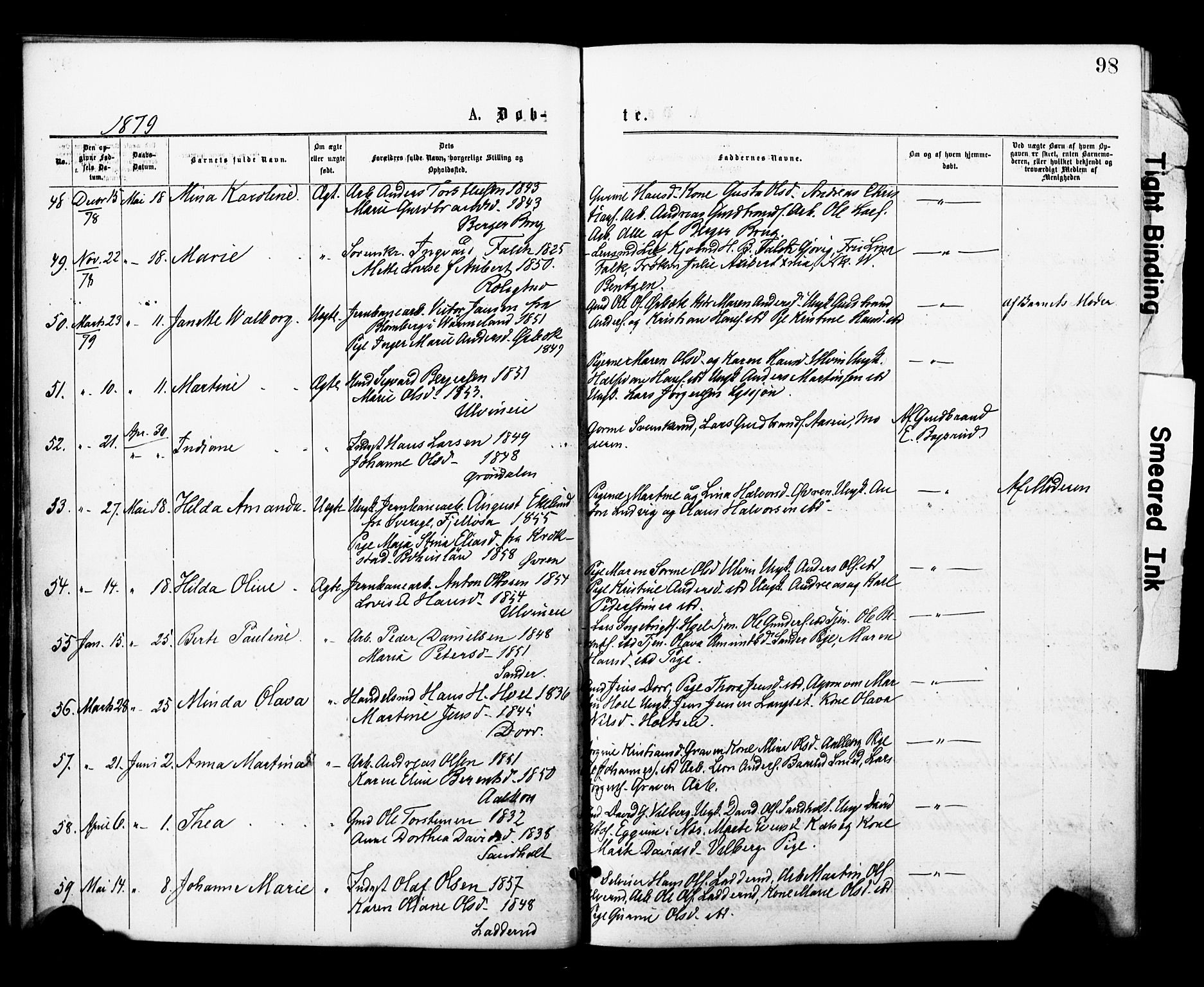 Eidsvoll prestekontor Kirkebøker, SAO/A-10888/F/Fa/L0001: Parish register (official) no. I 1, 1877-1881, p. 98