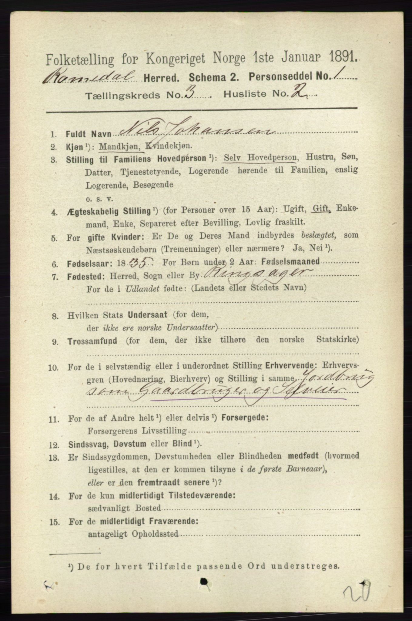 RA, 1891 census for 0416 Romedal, 1891, p. 1426