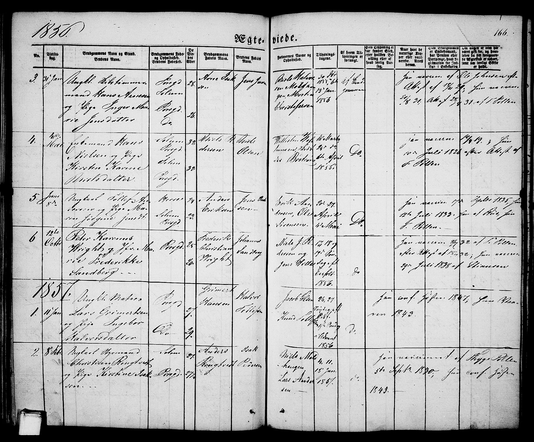 Porsgrunn kirkebøker , SAKO/A-104/G/Ga/L0002: Parish register (copy) no. I 2, 1847-1877, p. 166