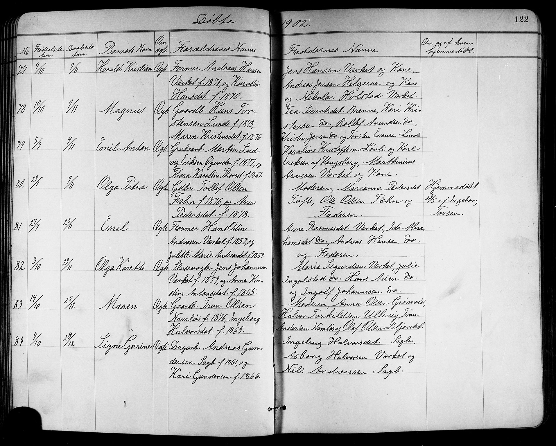 Holla kirkebøker, SAKO/A-272/G/Ga/L0005: Parish register (copy) no. I 5, 1891-1917, p. 122