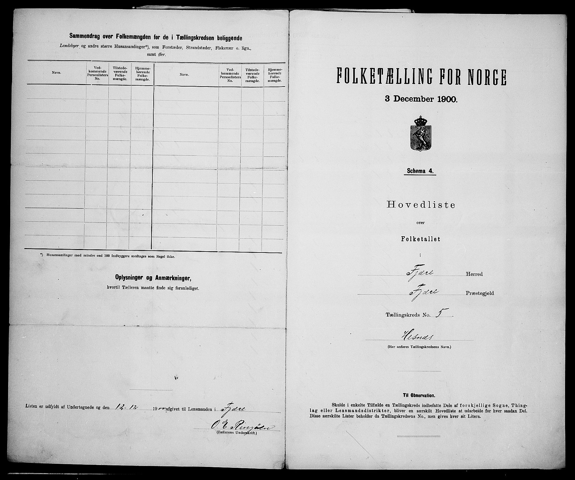 SAK, 1900 census for Fjære, 1900, p. 31