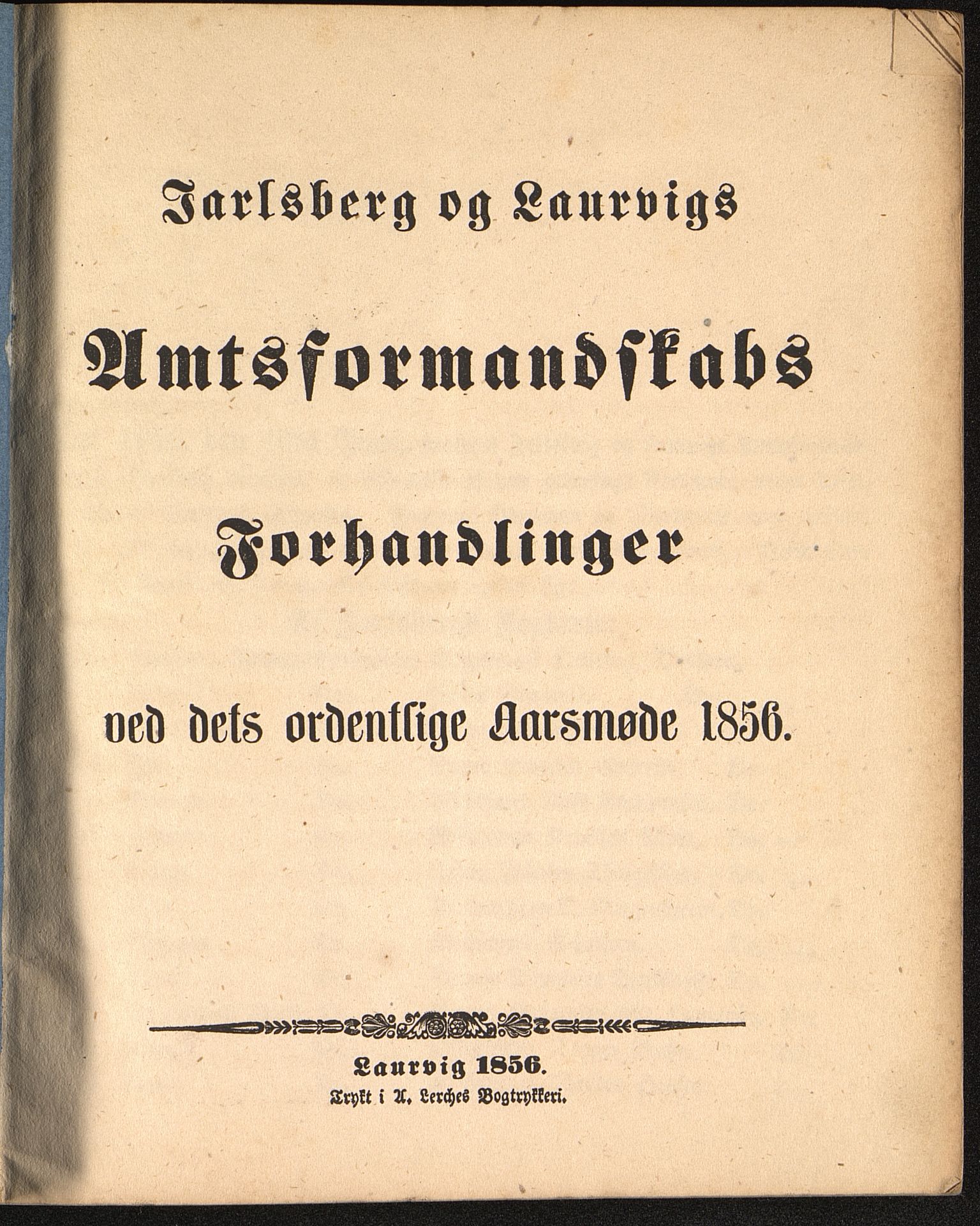 Vestfold fylkeskommune. Fylkestinget, VEMU/A-1315/A/Ab/Abb/L0002: Fylkestingsforhandlinger, 1856, p. 2