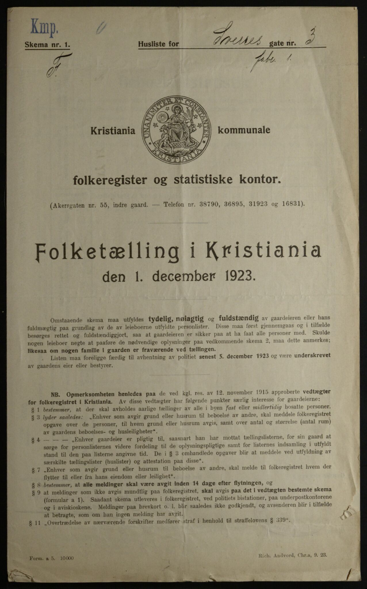 OBA, Municipal Census 1923 for Kristiania, 1923, p. 117367