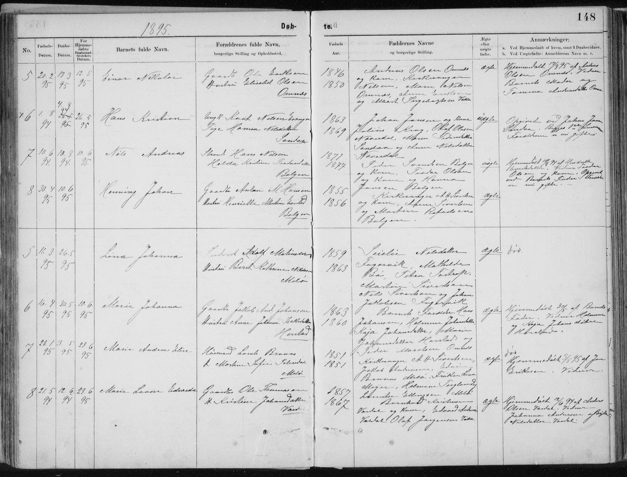 Ministerialprotokoller, klokkerbøker og fødselsregistre - Nordland, SAT/A-1459/843/L0636: Parish register (copy) no. 843C05, 1884-1909, p. 148