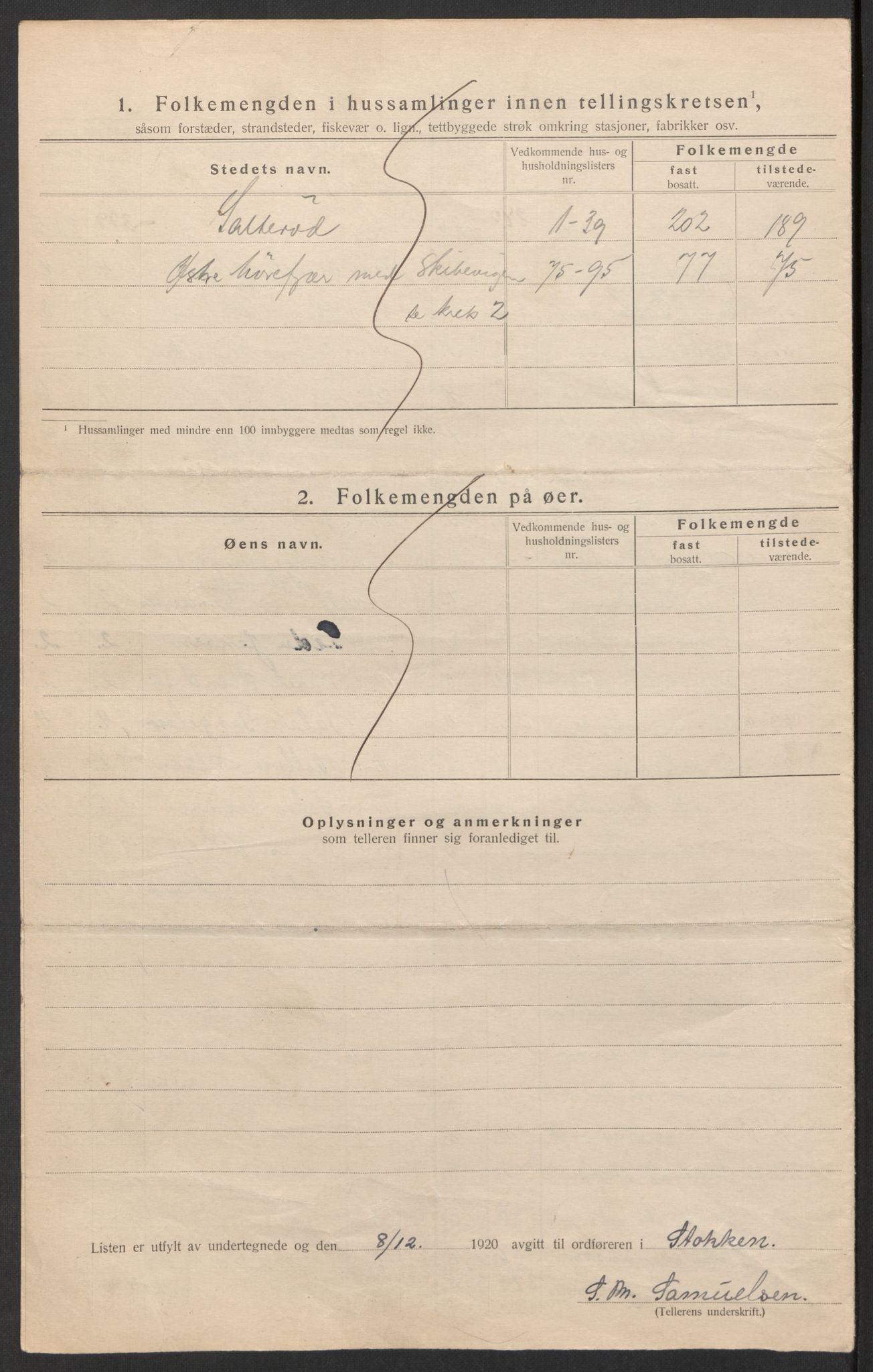 SAK, 1920 census for Stokken, 1920, p. 8