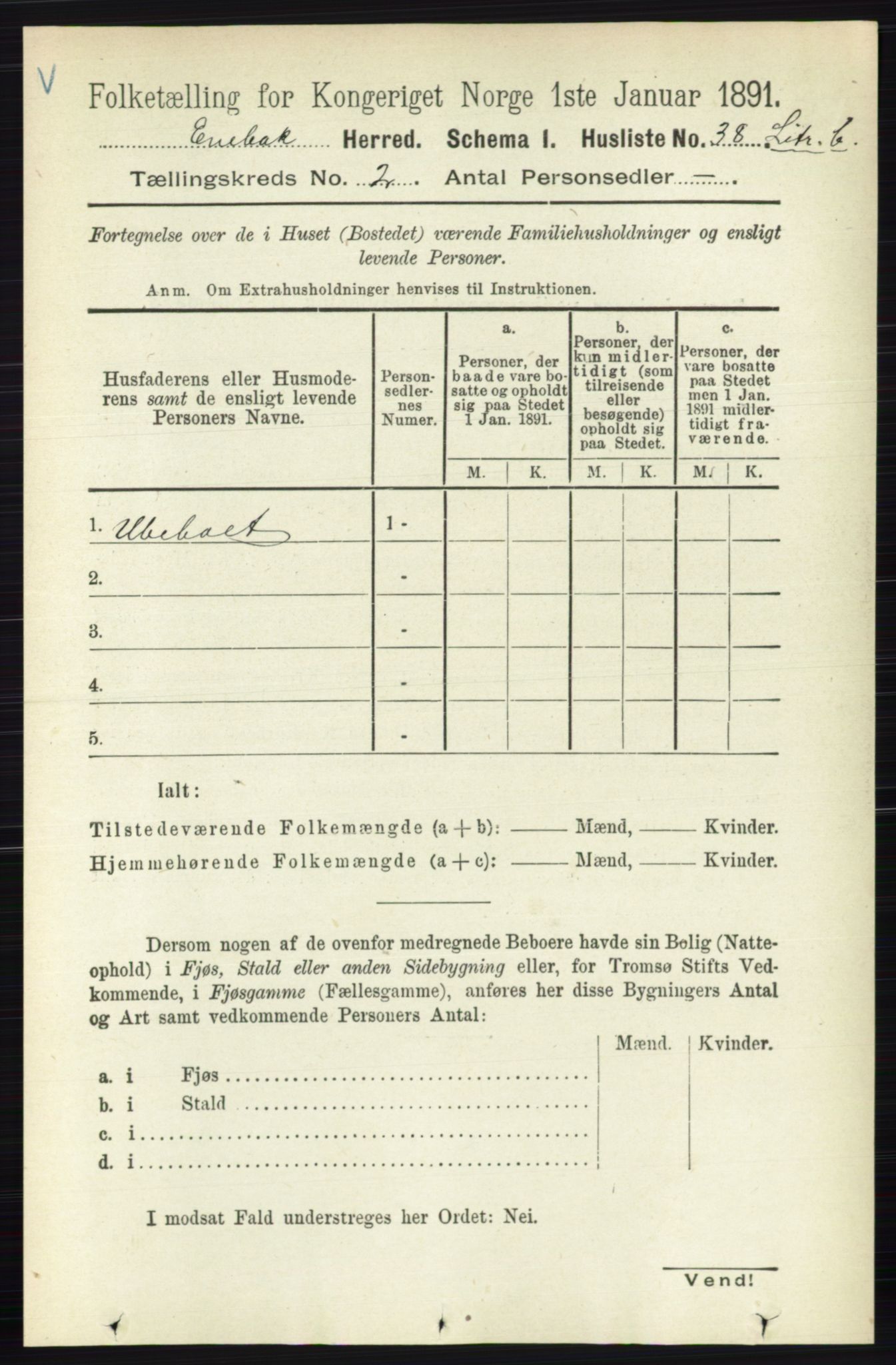 RA, 1891 census for 0229 Enebakk, 1891, p. 744