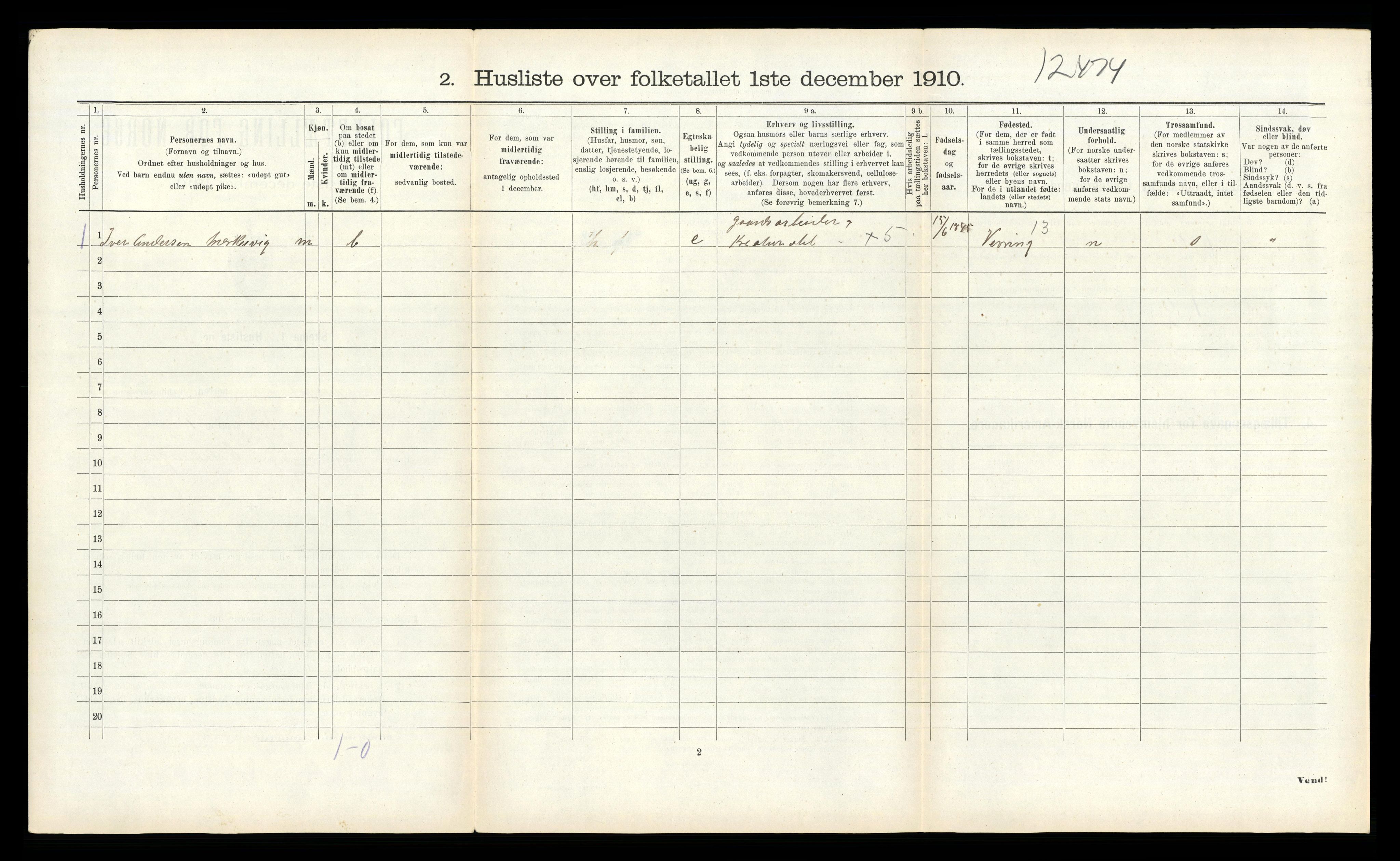 RA, 1910 census for Kinn, 1910, p. 1401