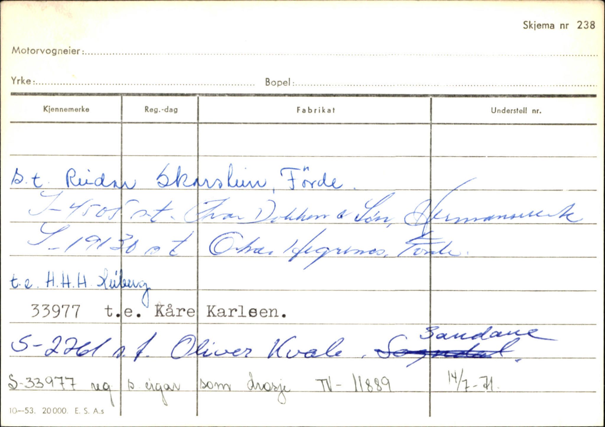 Statens vegvesen, Sogn og Fjordane vegkontor, AV/SAB-A-5301/4/F/L0132: Eigarregister Askvoll A-Å. Balestrand A-Å, 1945-1975, p. 1685