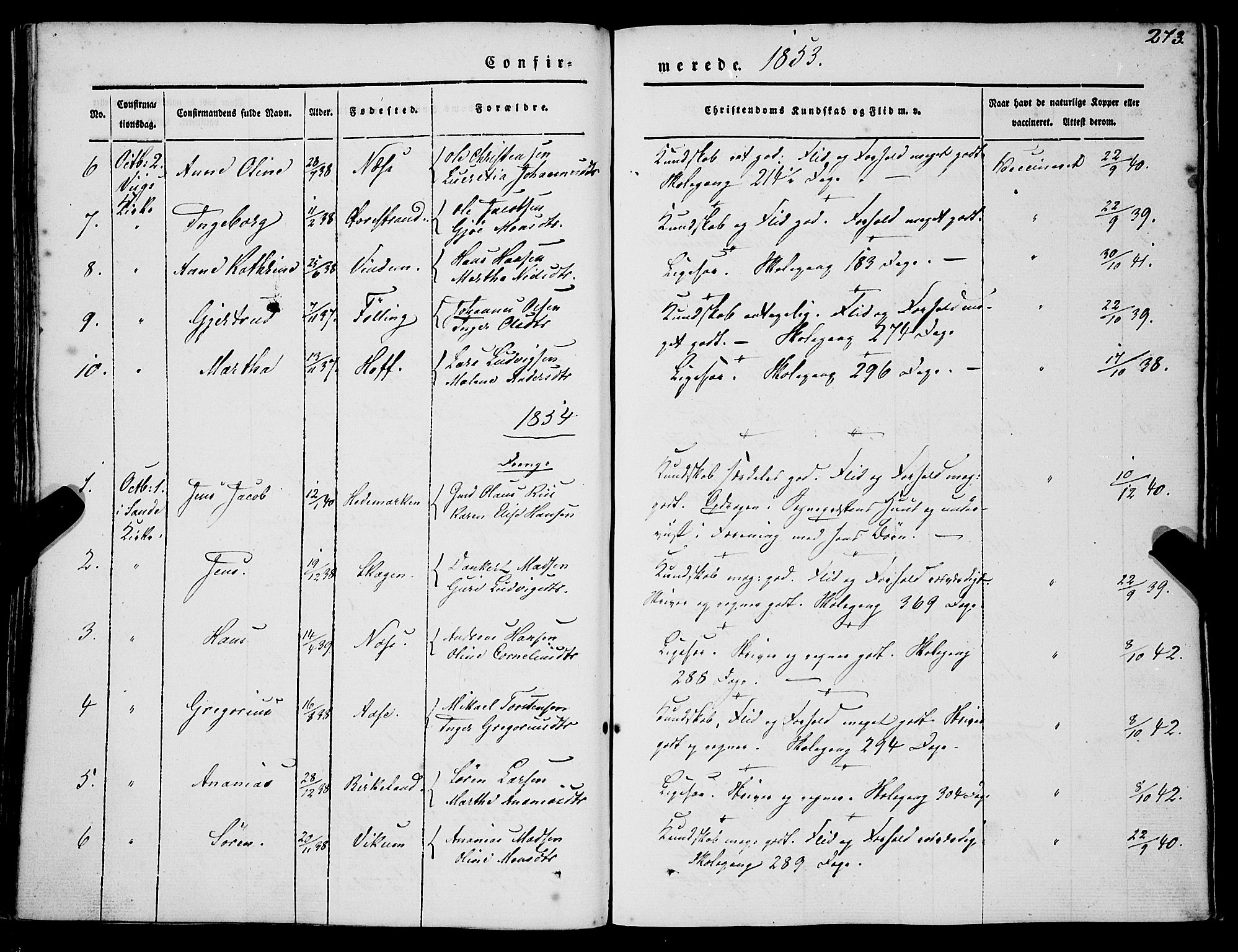 Gaular sokneprestembete, SAB/A-80001/H/Haa: Parish register (official) no. A 4I, 1840-1859, p. 273