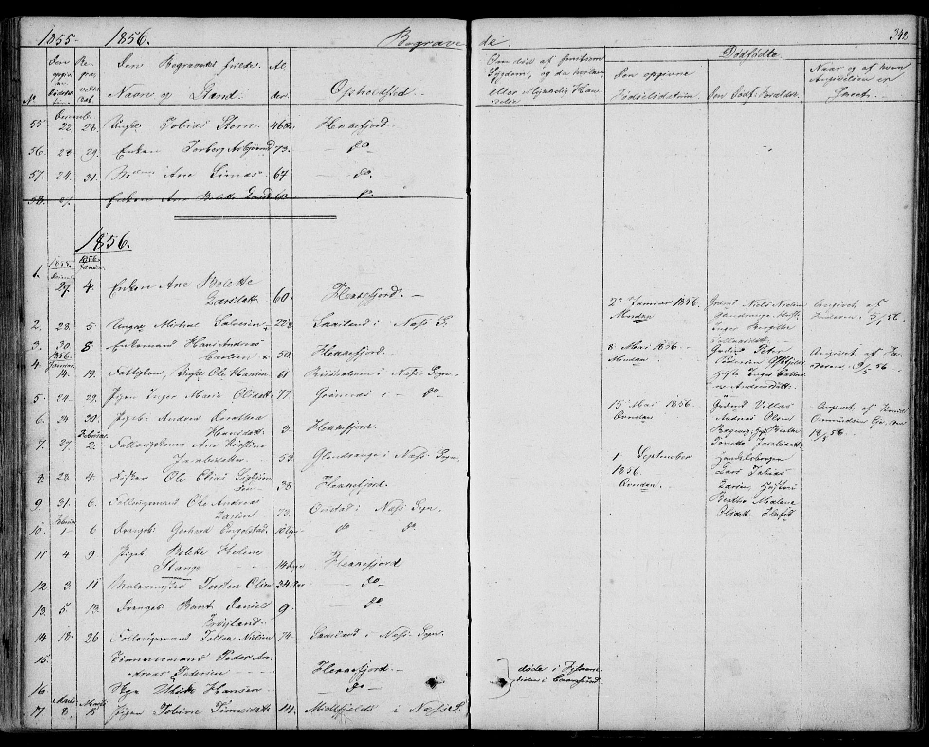 Flekkefjord sokneprestkontor, SAK/1111-0012/F/Fb/Fbc/L0005: Parish register (copy) no. B 5, 1846-1866, p. 342