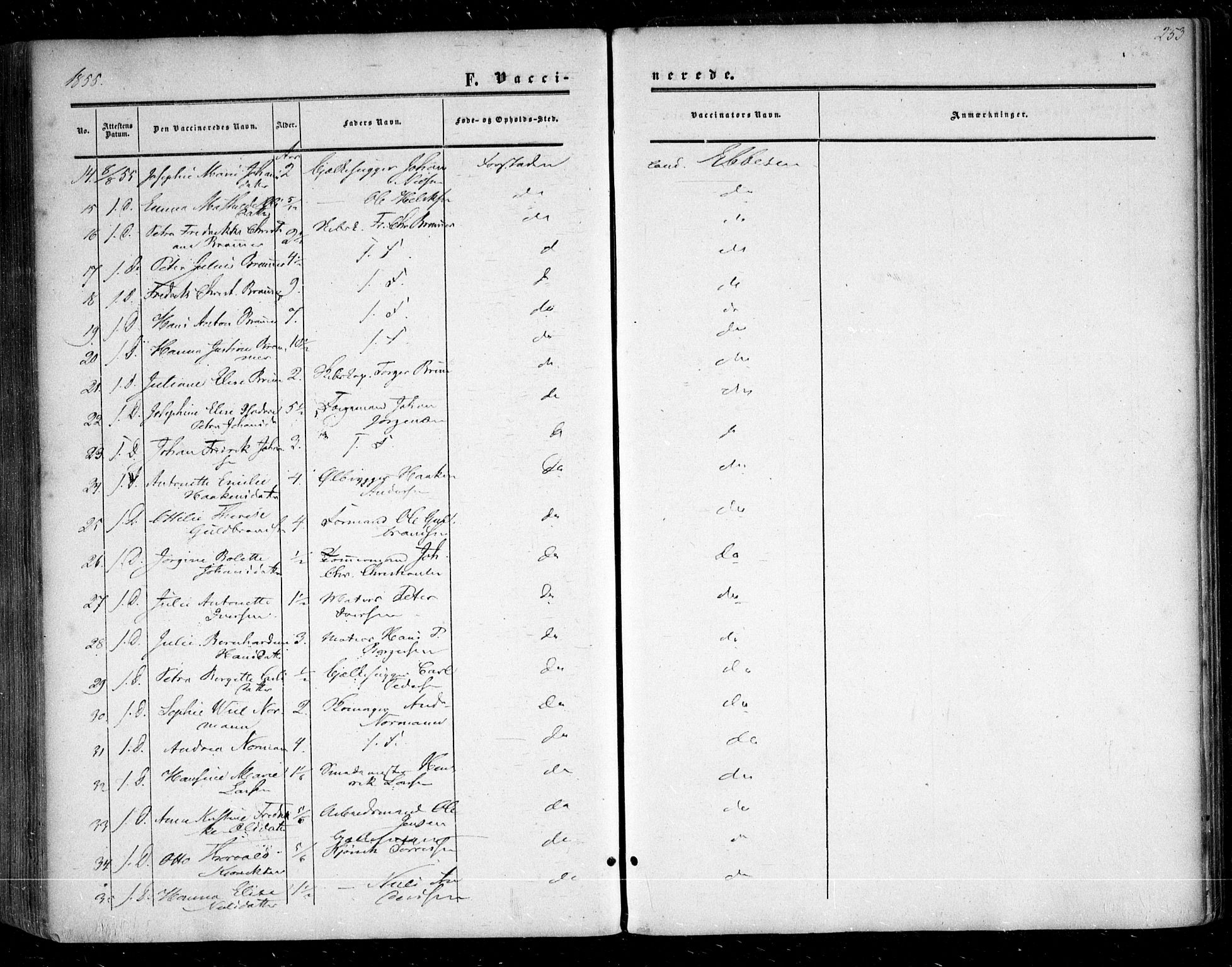 Glemmen prestekontor Kirkebøker, SAO/A-10908/F/Fa/L0007: Parish register (official) no. 7, 1853-1862, p. 253
