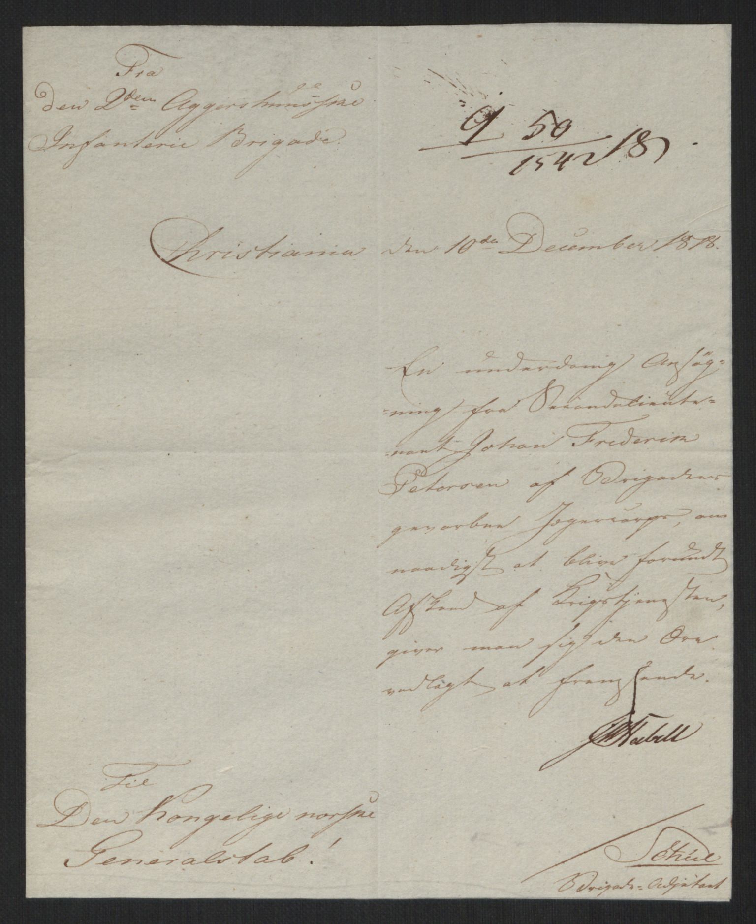 Armekommandoen, AV/RA-RAFA-3820/E/Ea/L0008/0006: Journalsaker, (II) / Q. Frå 2. Akershusiske brigade., 1818, p. 2