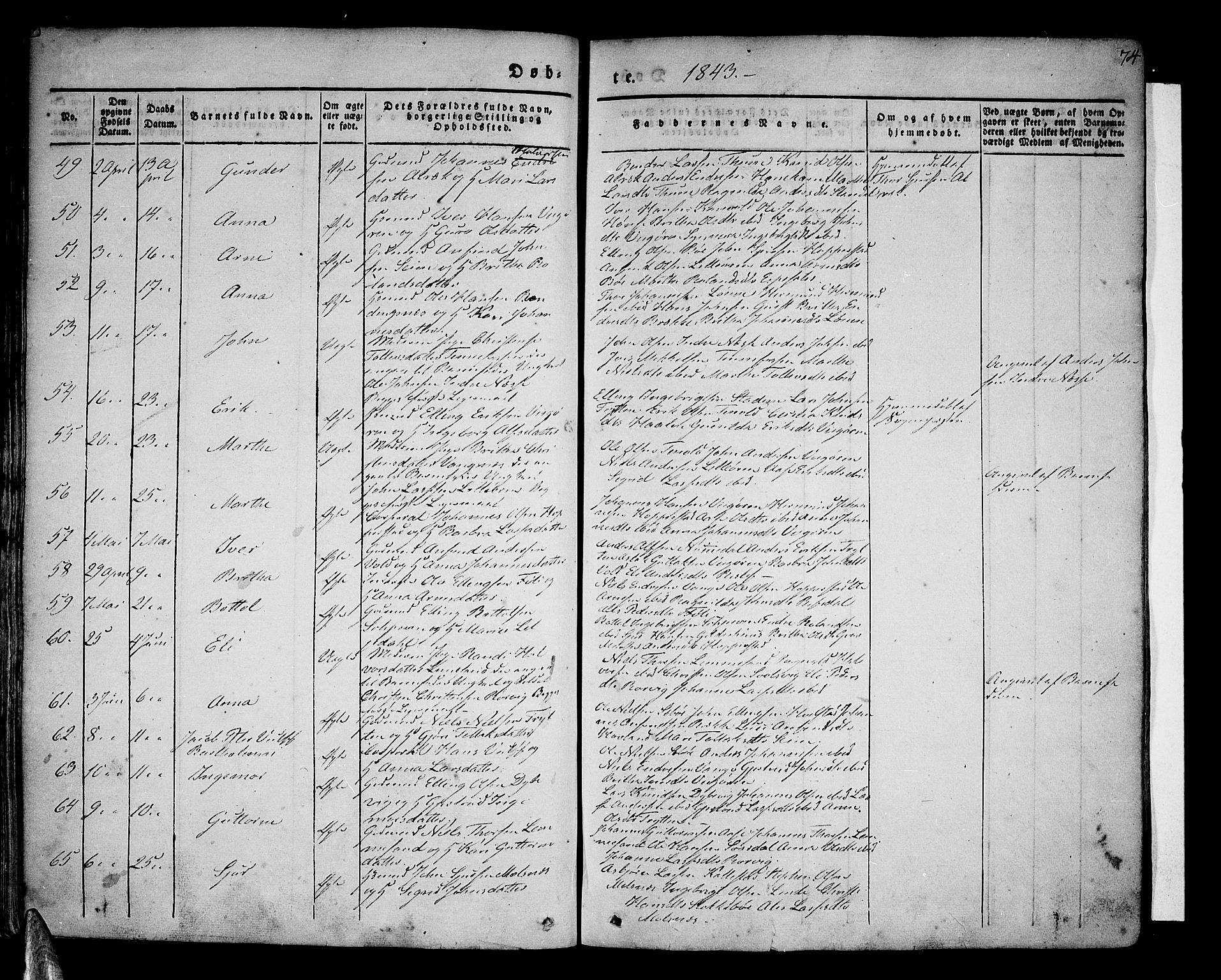 Vik sokneprestembete, AV/SAB-A-81501/H/Haa/Haaa/L0007: Parish register (official) no. A 7, 1831-1845, p. 74