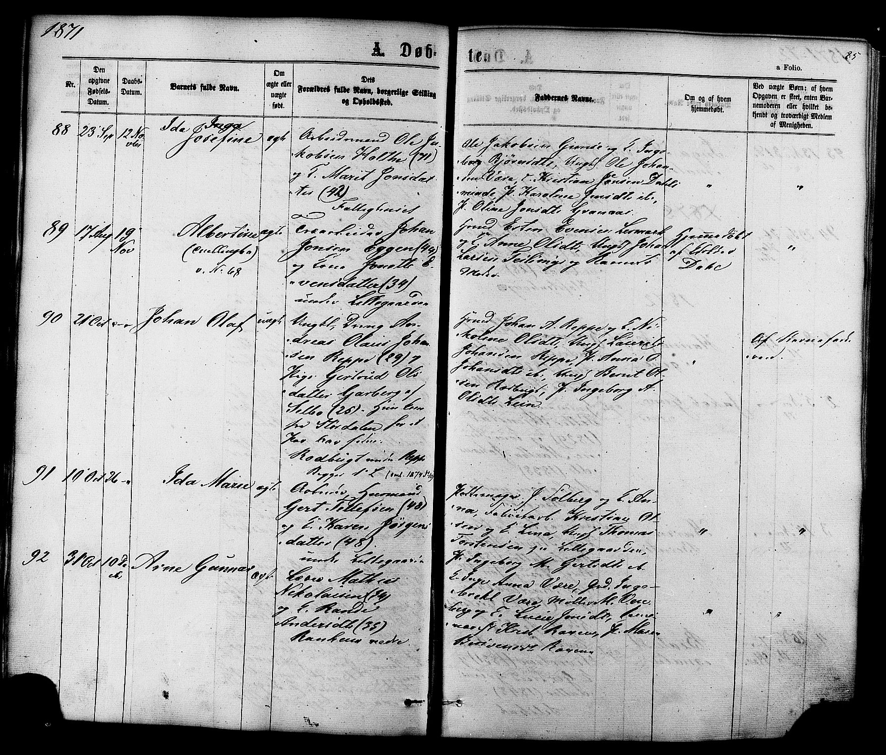 Ministerialprotokoller, klokkerbøker og fødselsregistre - Sør-Trøndelag, SAT/A-1456/606/L0293: Parish register (official) no. 606A08, 1866-1877, p. 85