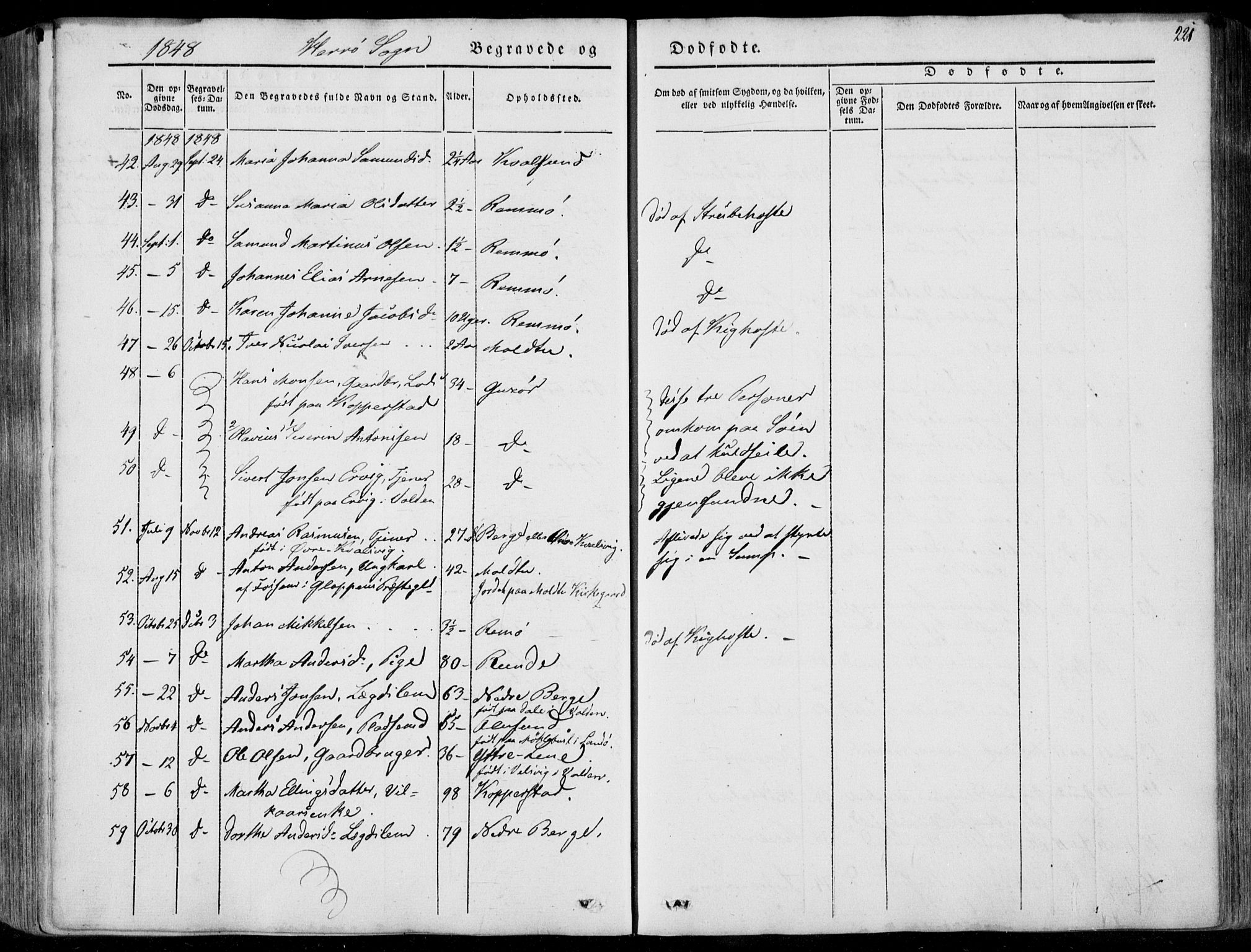 Ministerialprotokoller, klokkerbøker og fødselsregistre - Møre og Romsdal, SAT/A-1454/507/L0070: Parish register (official) no. 507A05, 1842-1873, p. 221