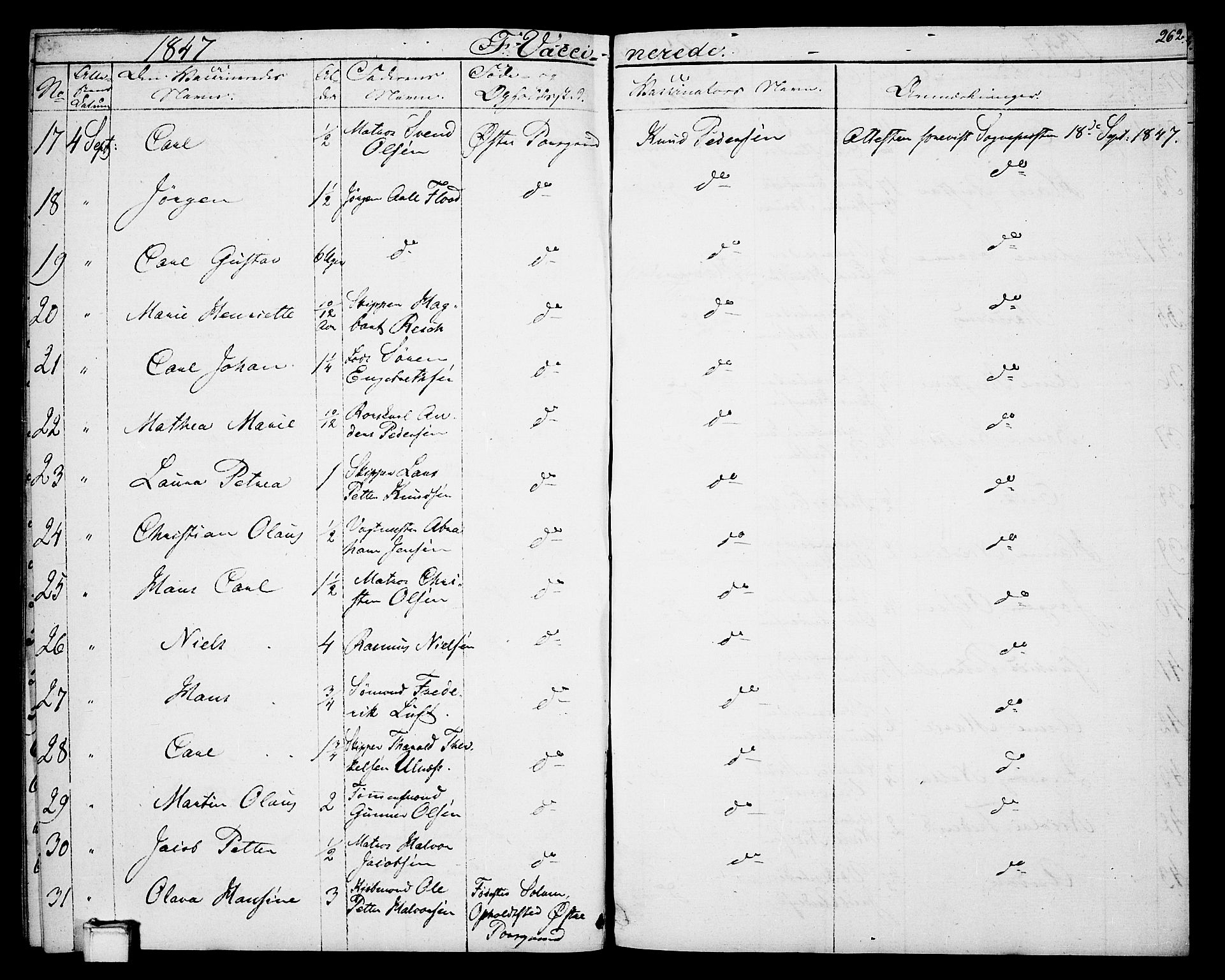 Porsgrunn kirkebøker , SAKO/A-104/G/Gb/L0003: Parish register (copy) no. II 3, 1841-1852, p. 262