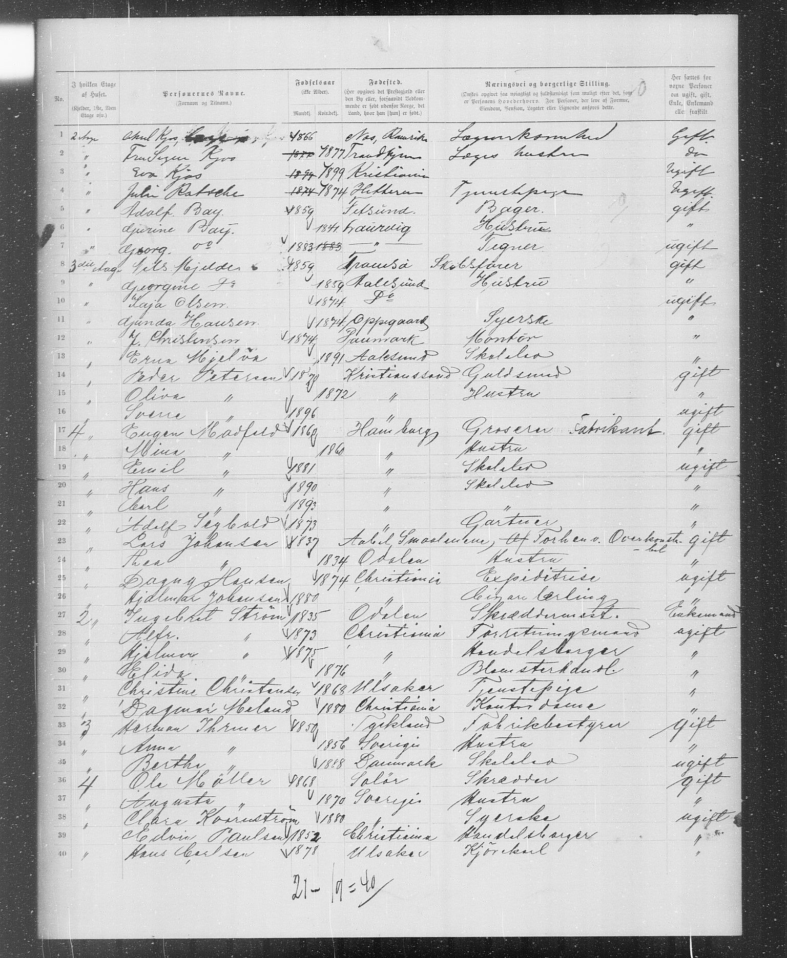 OBA, Municipal Census 1899 for Kristiania, 1899, p. 1345