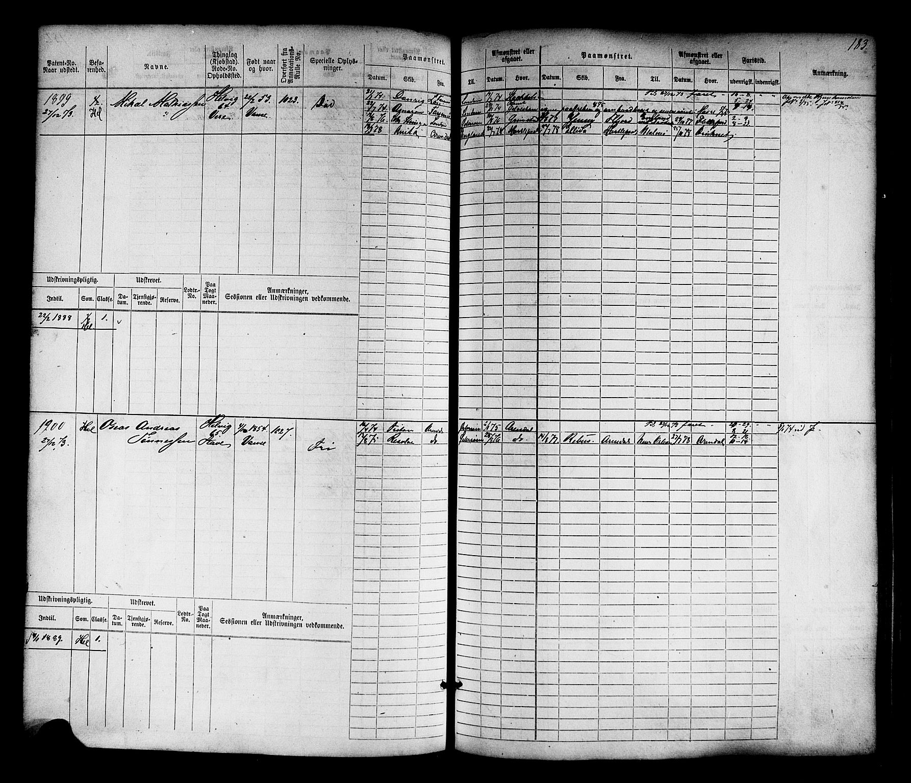 Farsund mønstringskrets, SAK/2031-0017/F/Fb/L0017: Hovedrulle nr 1537-2300, Z-9, 1868-1904, p. 191