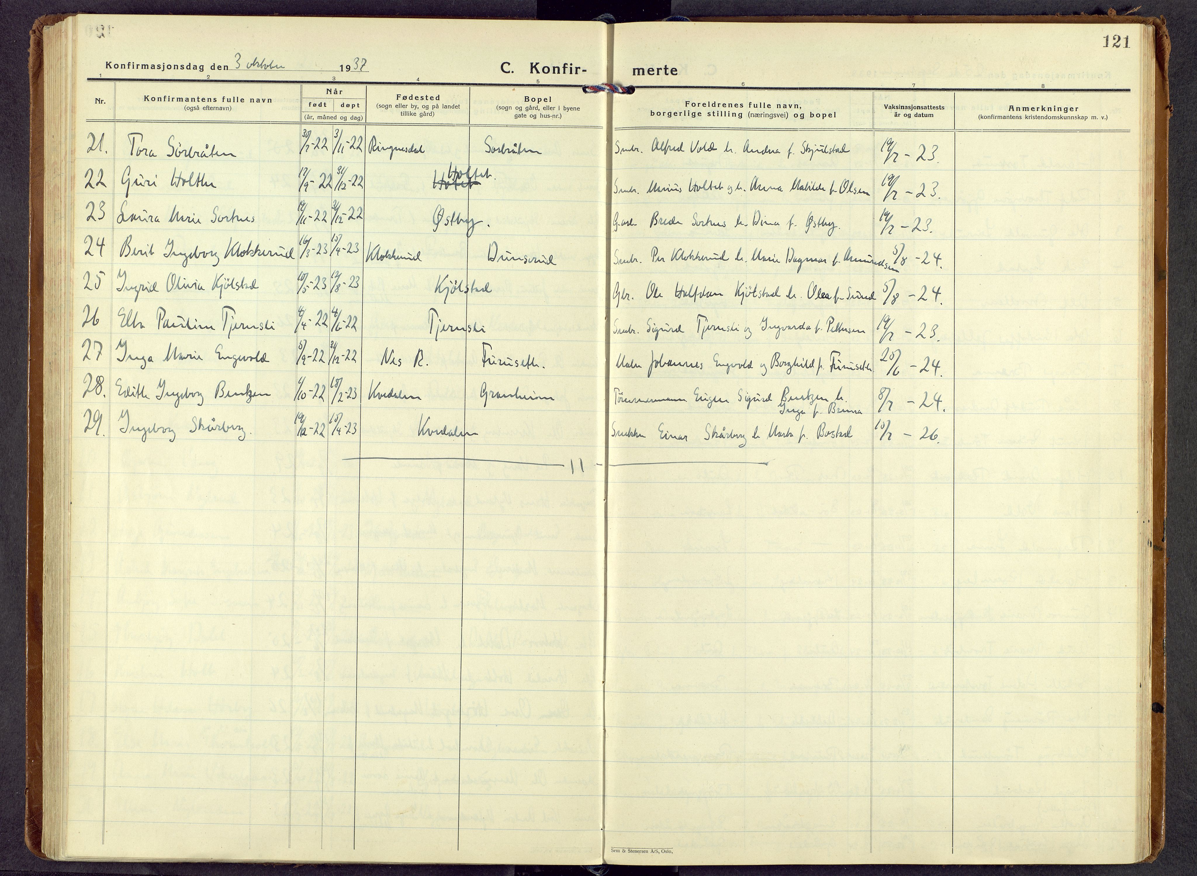 Sør-Odal prestekontor, AV/SAH-PREST-030/H/Ha/Haa/L0017: Parish register (official) no. 17, 1927-1980, p. 121