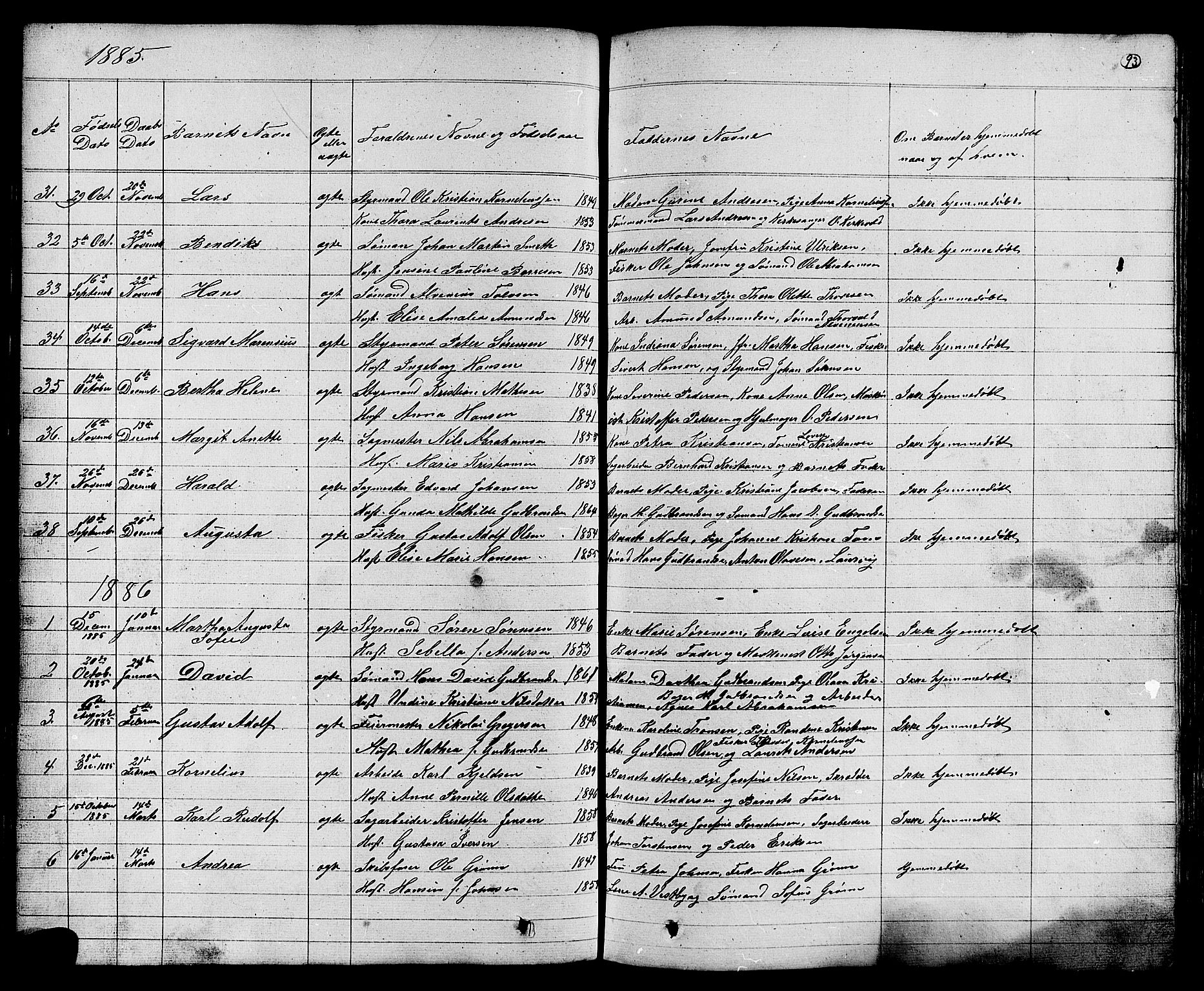 Stavern kirkebøker, AV/SAKO-A-318/G/Ga/L0002: Parish register (copy) no. 2, 1839-1909, p. 93