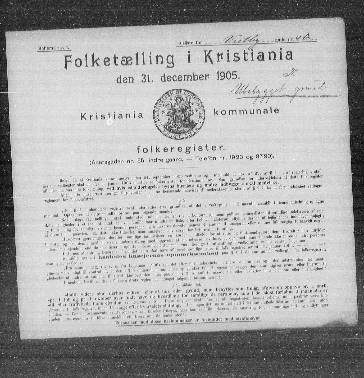 OBA, Municipal Census 1905 for Kristiania, 1905, p. 64319