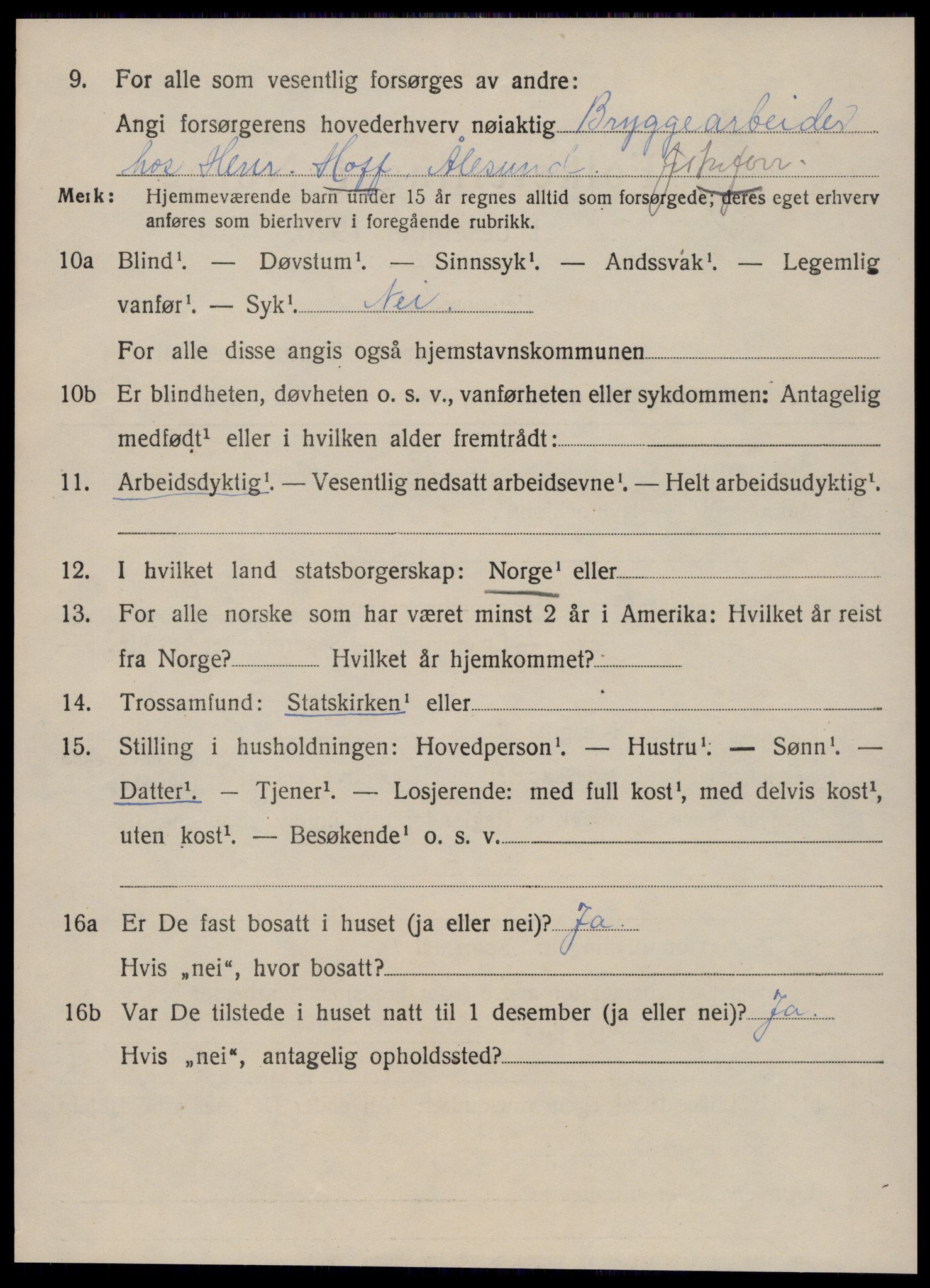 SAT, 1920 census for Borgund, 1920, p. 9117