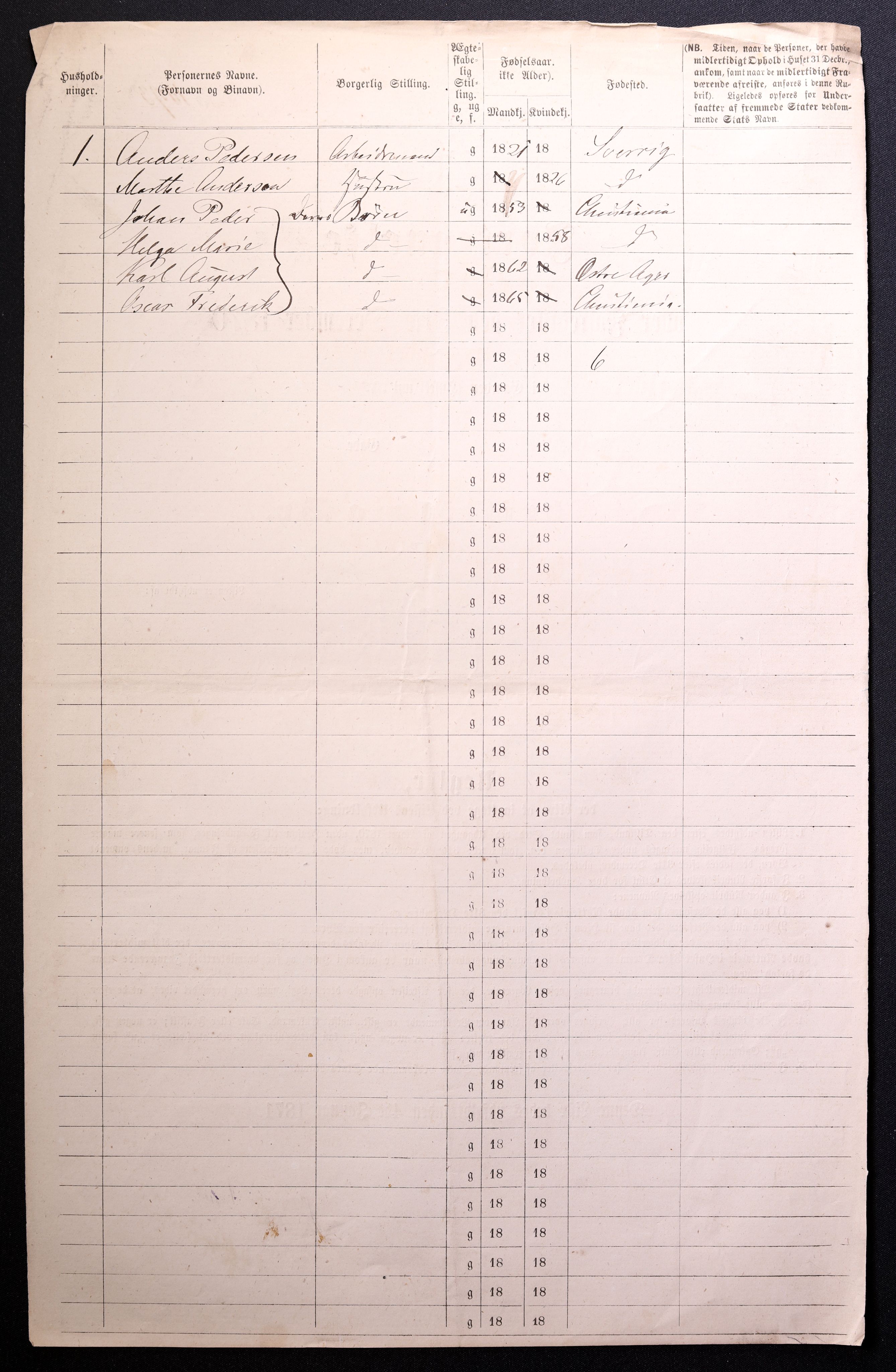 RA, 1870 census for 0301 Kristiania, 1870, p. 2371