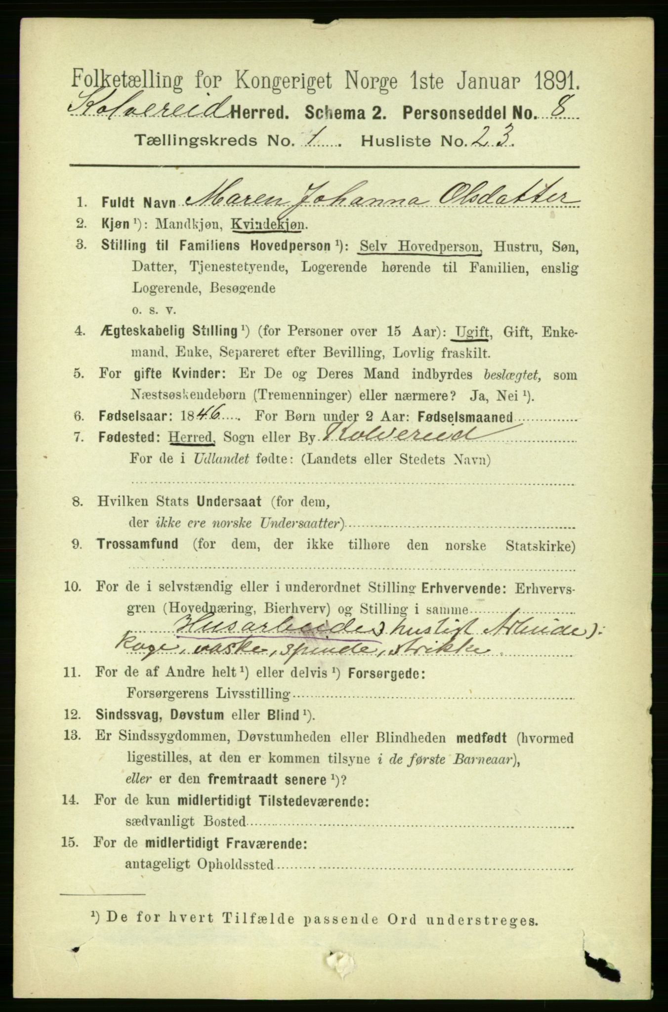 RA, 1891 census for 1752 Kolvereid, 1891, p. 246