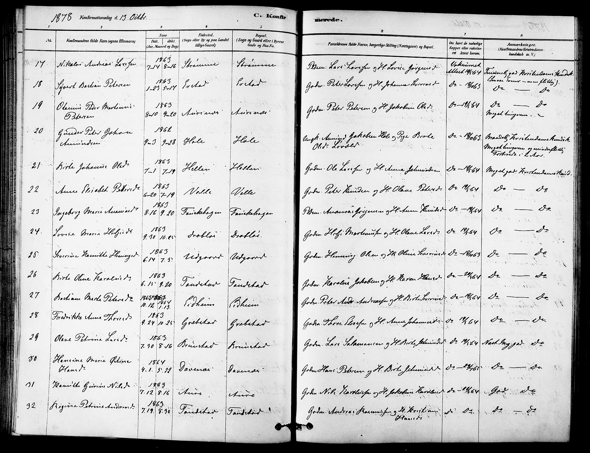 Ministerialprotokoller, klokkerbøker og fødselsregistre - Møre og Romsdal, AV/SAT-A-1454/523/L0334: Parish register (official) no. 523A01, 1878-1891