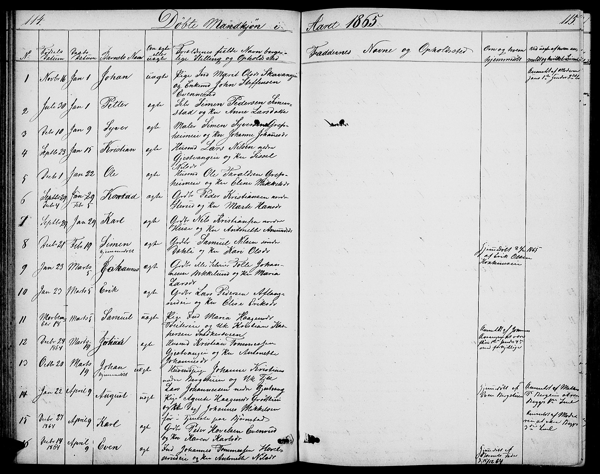 Nes prestekontor, Hedmark, SAH/PREST-020/L/La/L0005: Parish register (copy) no. 5, 1852-1889, p. 114-115