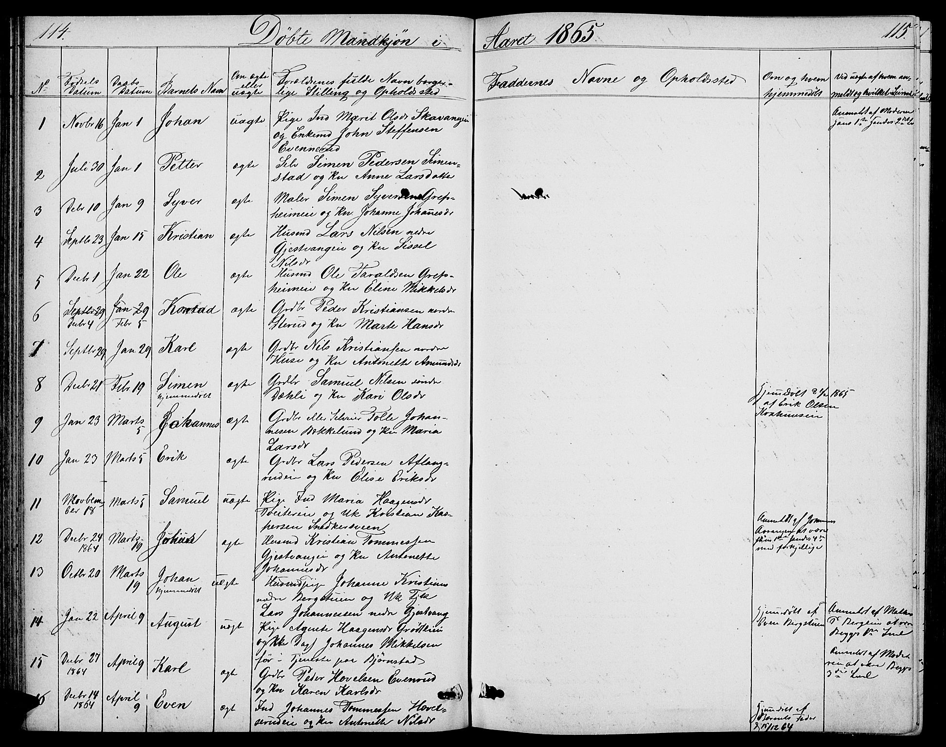 Nes prestekontor, Hedmark, AV/SAH-PREST-020/L/La/L0005: Parish register (copy) no. 5, 1852-1889, p. 114-115