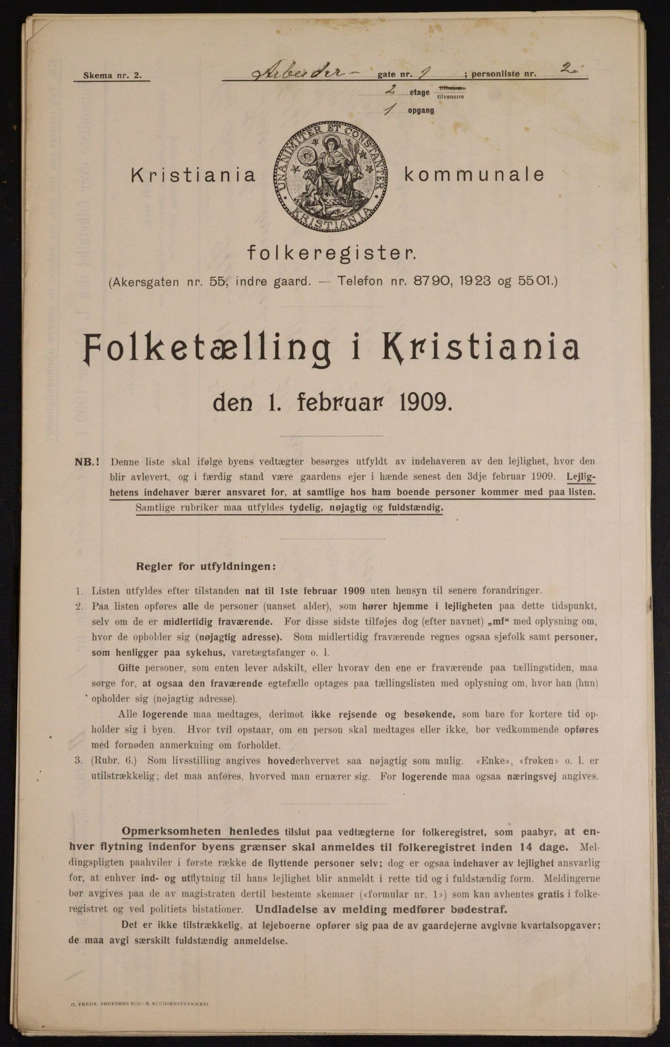 OBA, Municipal Census 1909 for Kristiania, 1909, p. 1414