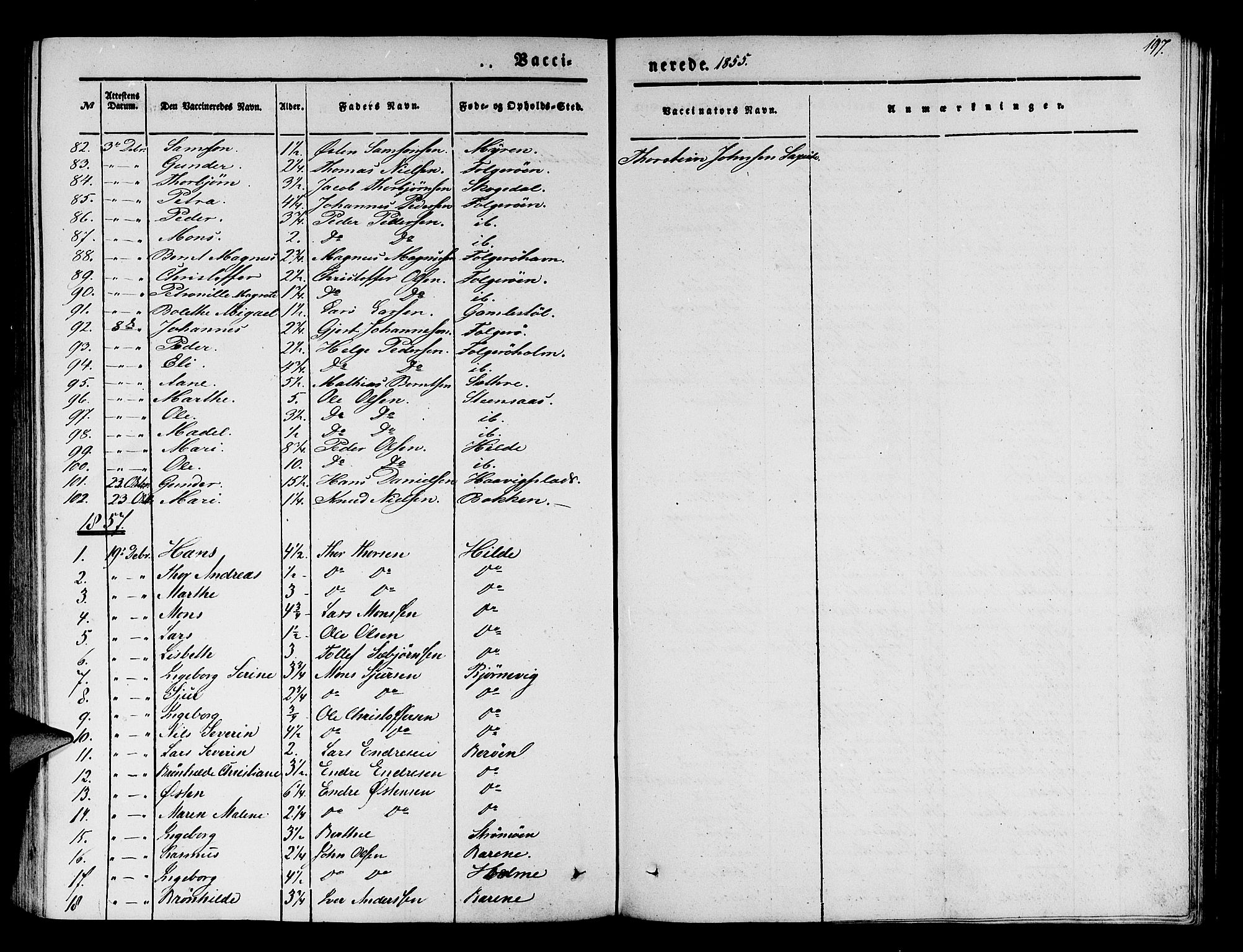 Finnås sokneprestembete, SAB/A-99925/H/Ha/Hab/Haba/L0001: Parish register (copy) no. A 1, 1851-1873, p. 197