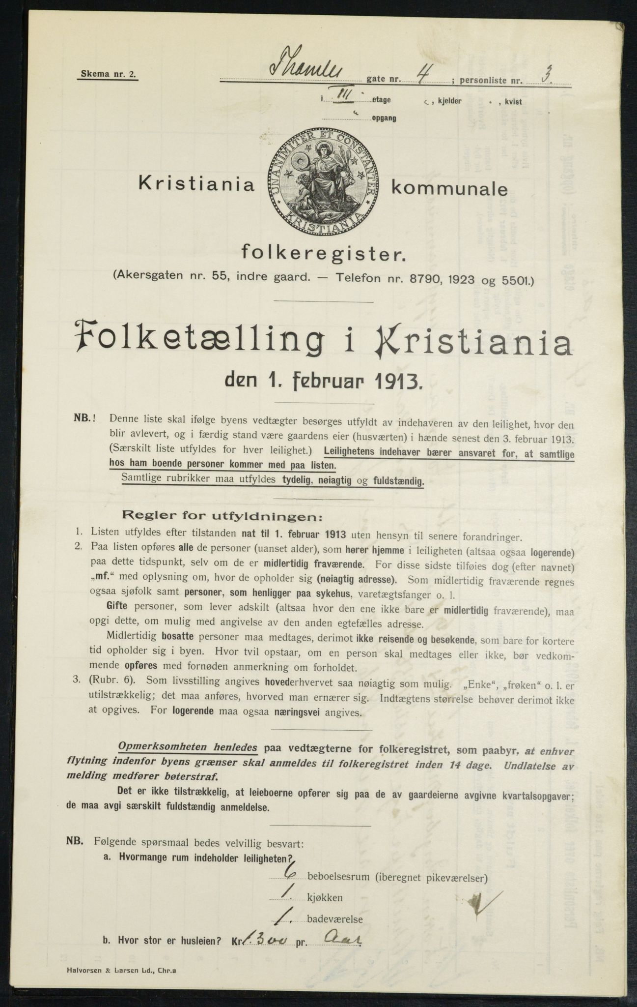 OBA, Municipal Census 1913 for Kristiania, 1913, p. 109262