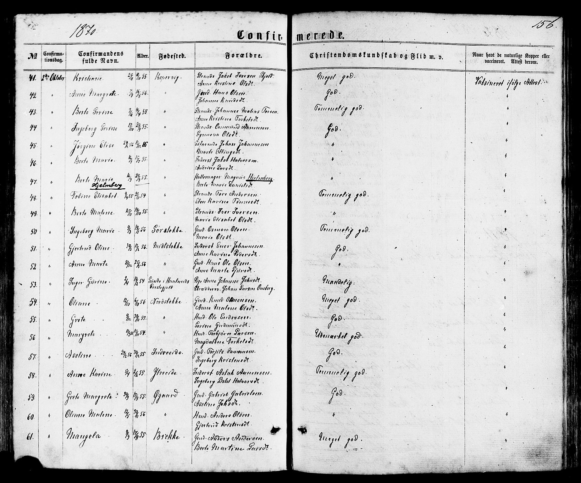 Avaldsnes sokneprestkontor, SAST/A -101851/H/Ha/Haa/L0011: Parish register (official) no. A 11, 1861-1880, p. 156