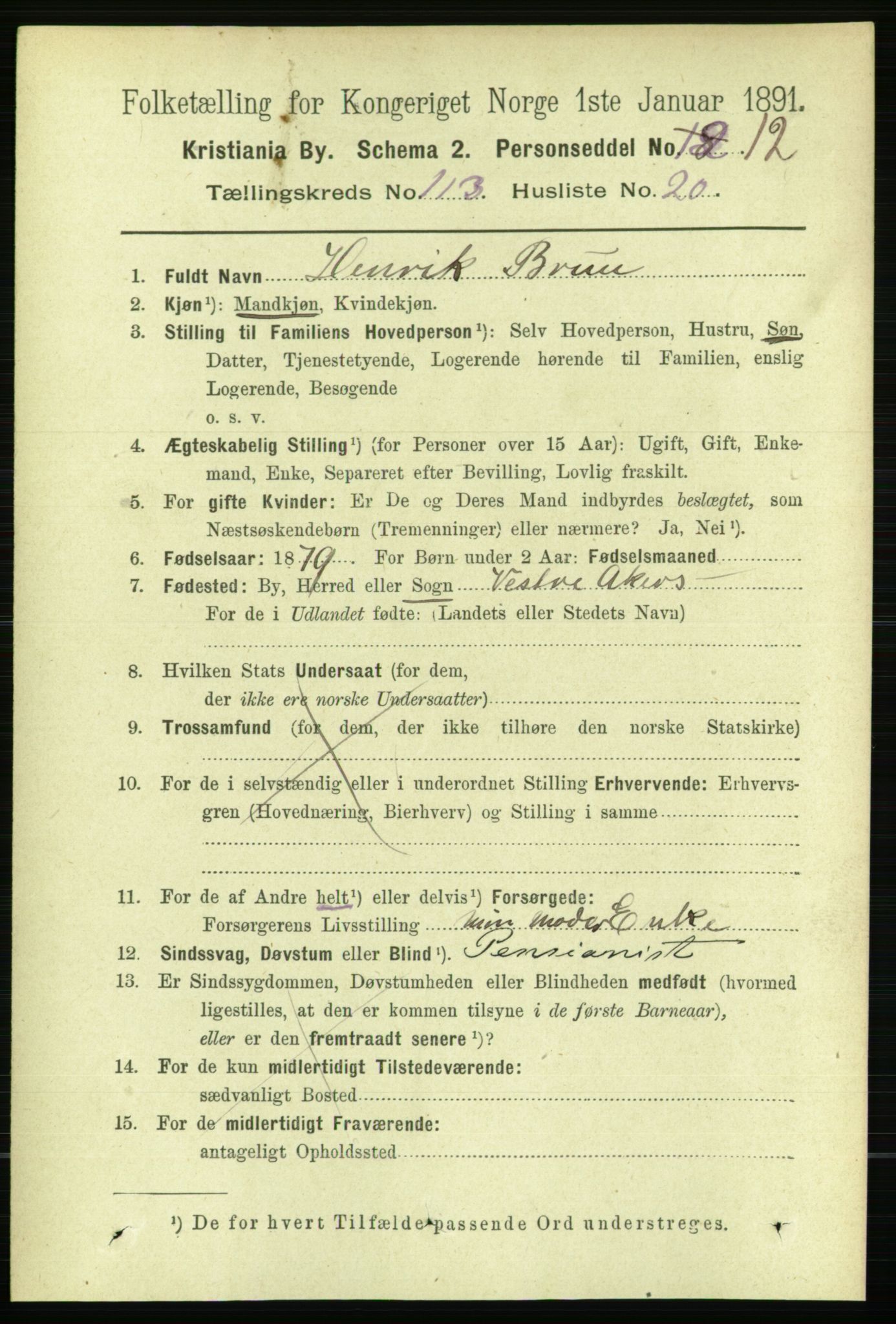 RA, 1891 census for 0301 Kristiania, 1891, p. 60622