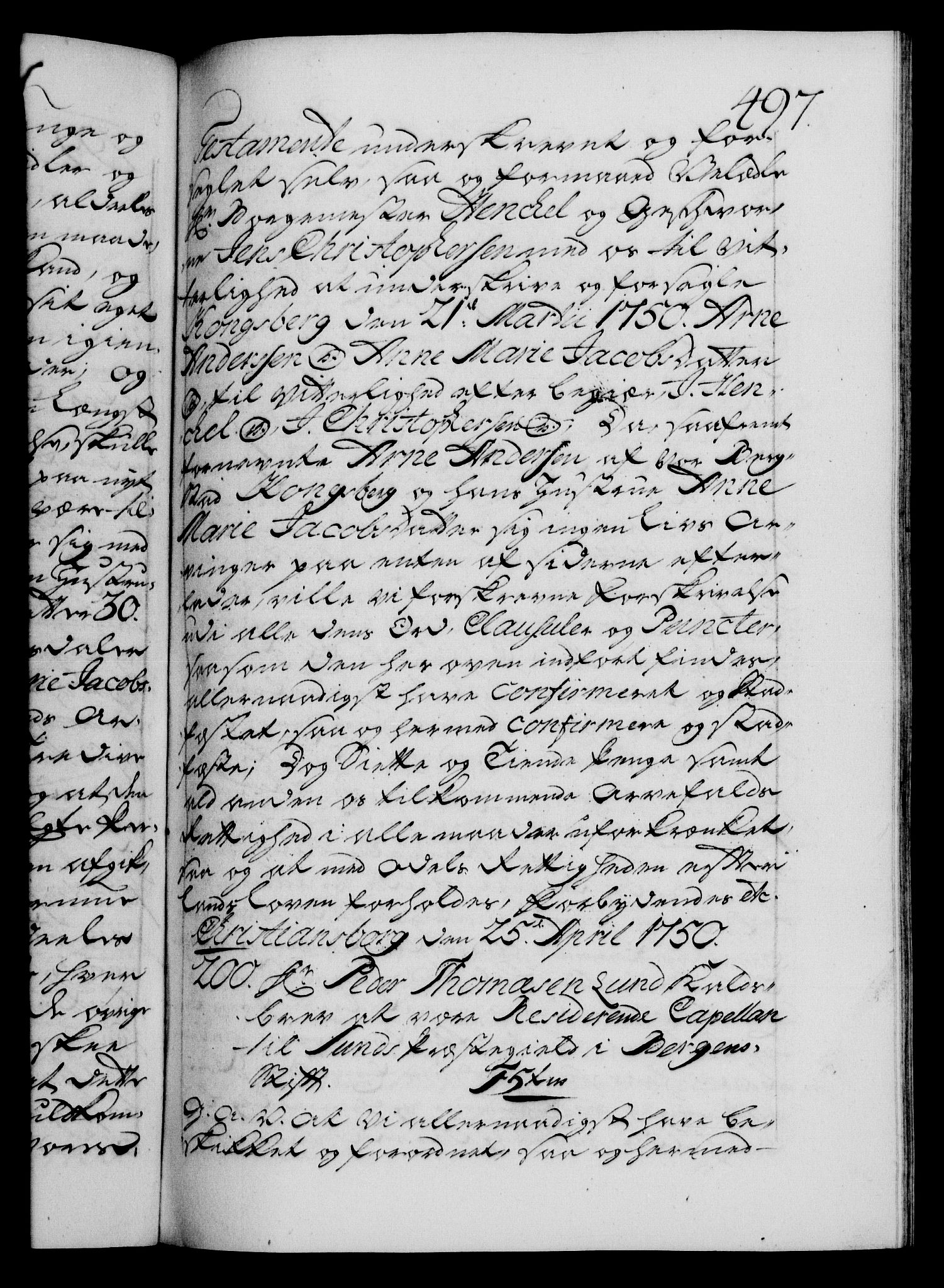 Danske Kanselli 1572-1799, AV/RA-EA-3023/F/Fc/Fca/Fcaa/L0036: Norske registre, 1749-1750, p. 497a