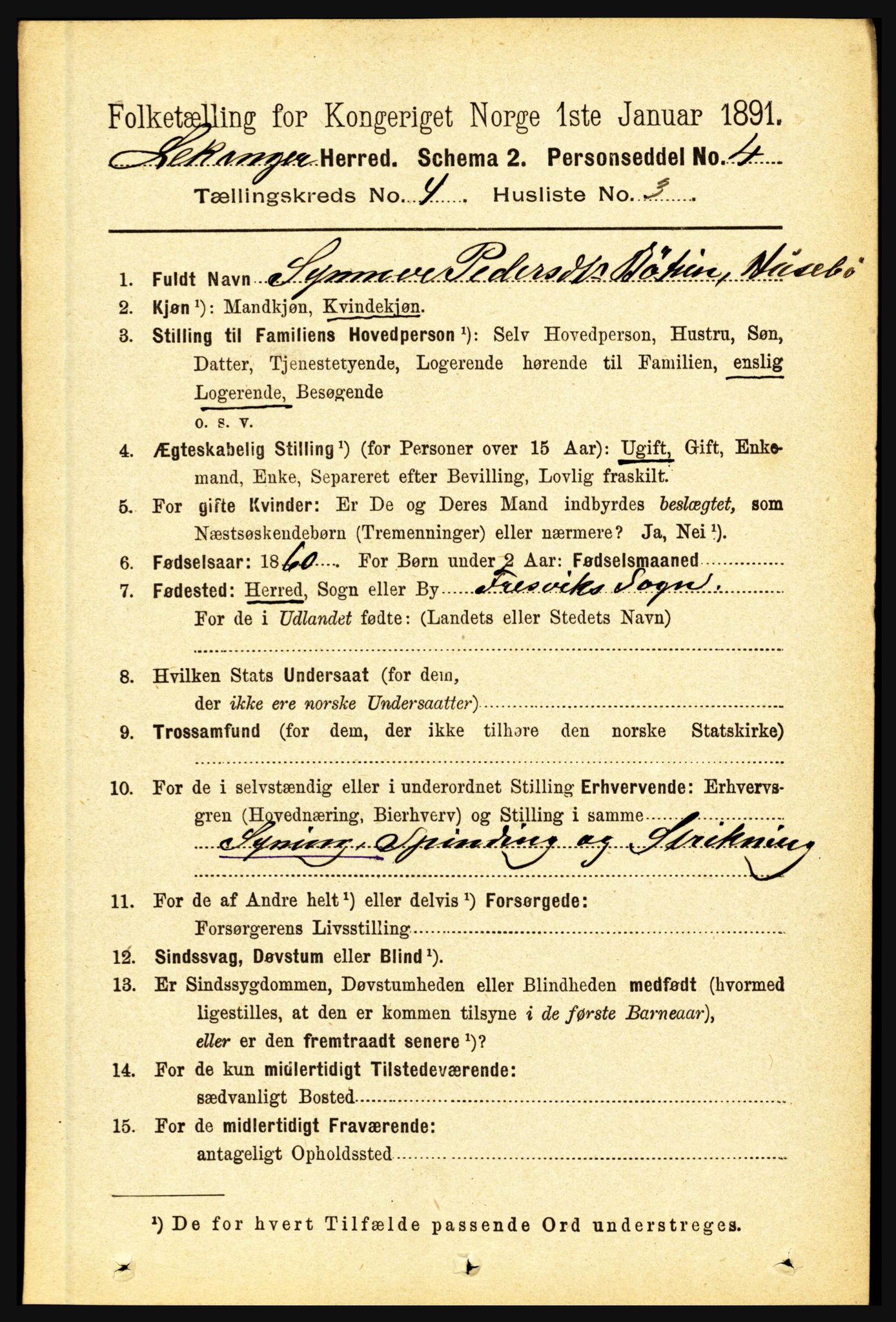 RA, 1891 census for 1419 Leikanger, 1891, p. 579