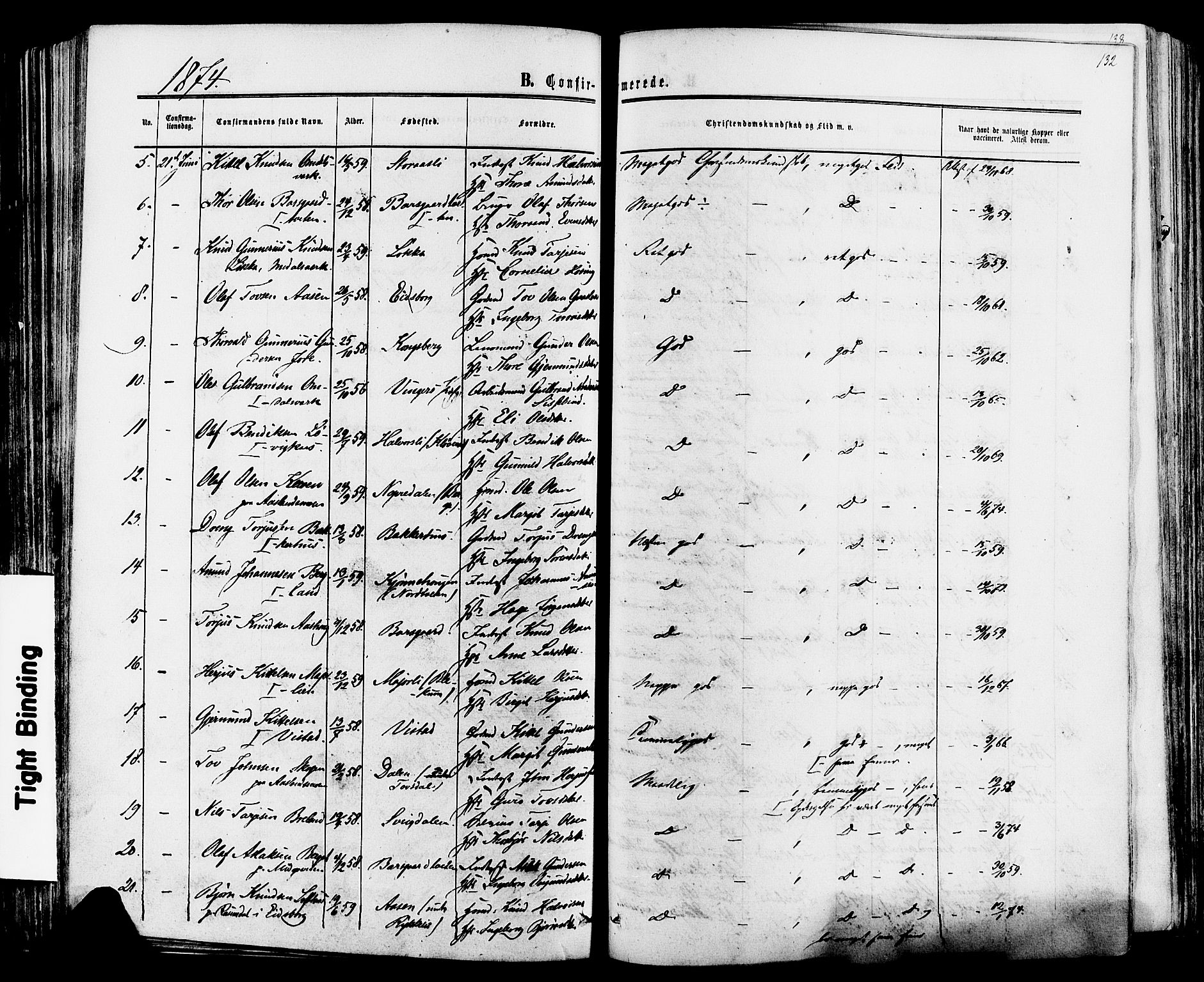 Mo kirkebøker, SAKO/A-286/F/Fa/L0006: Parish register (official) no. I 6, 1865-1885, p. 132