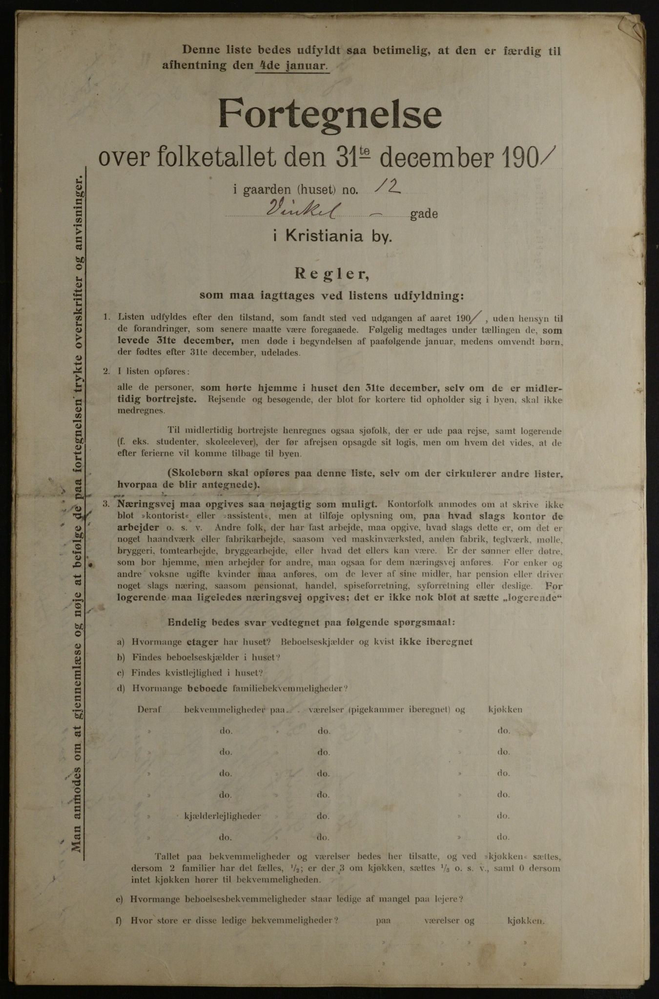 OBA, Municipal Census 1901 for Kristiania, 1901, p. 19001