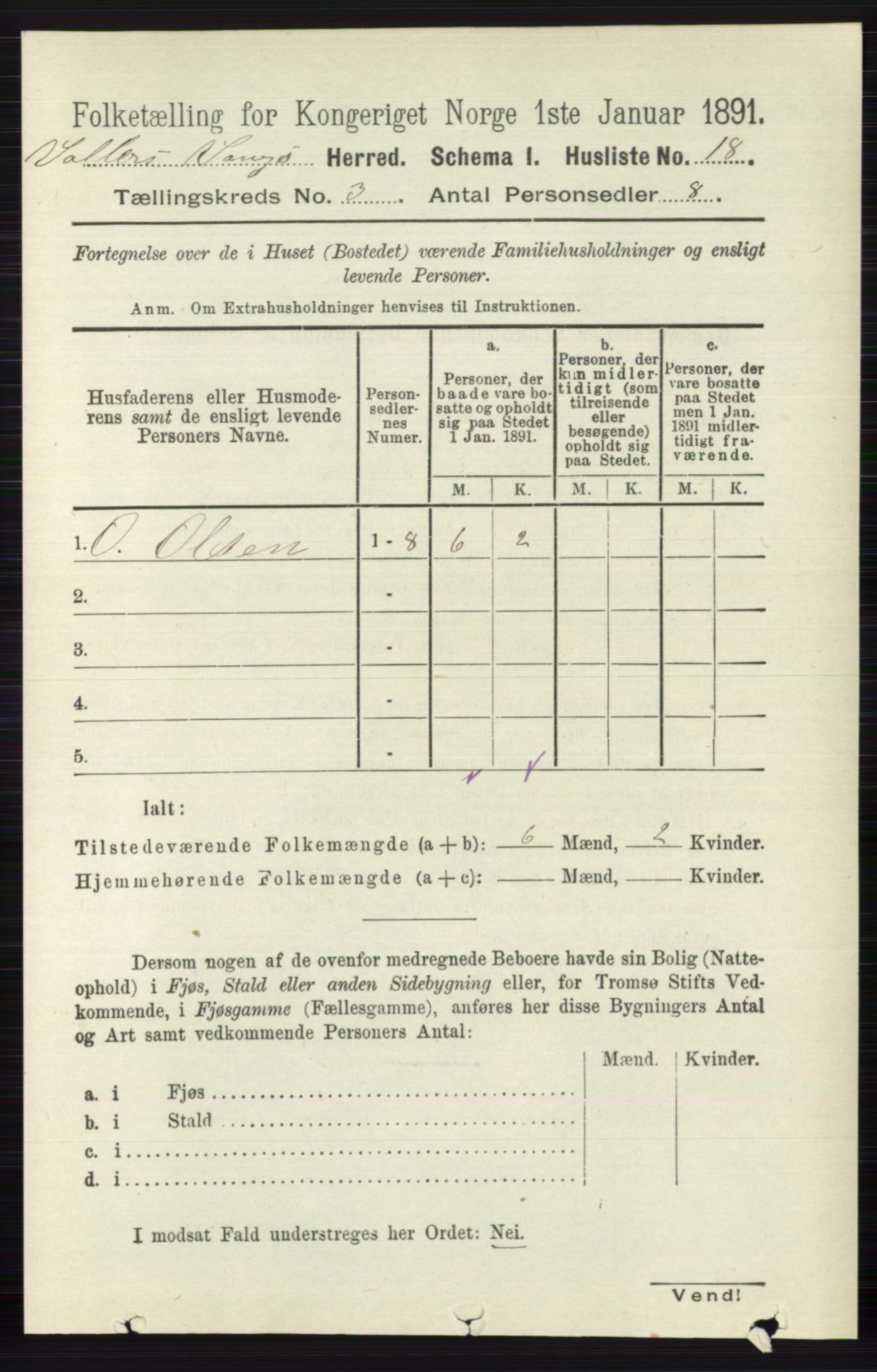 RA, 1891 census for 0545 Vang, 1891, p. 698