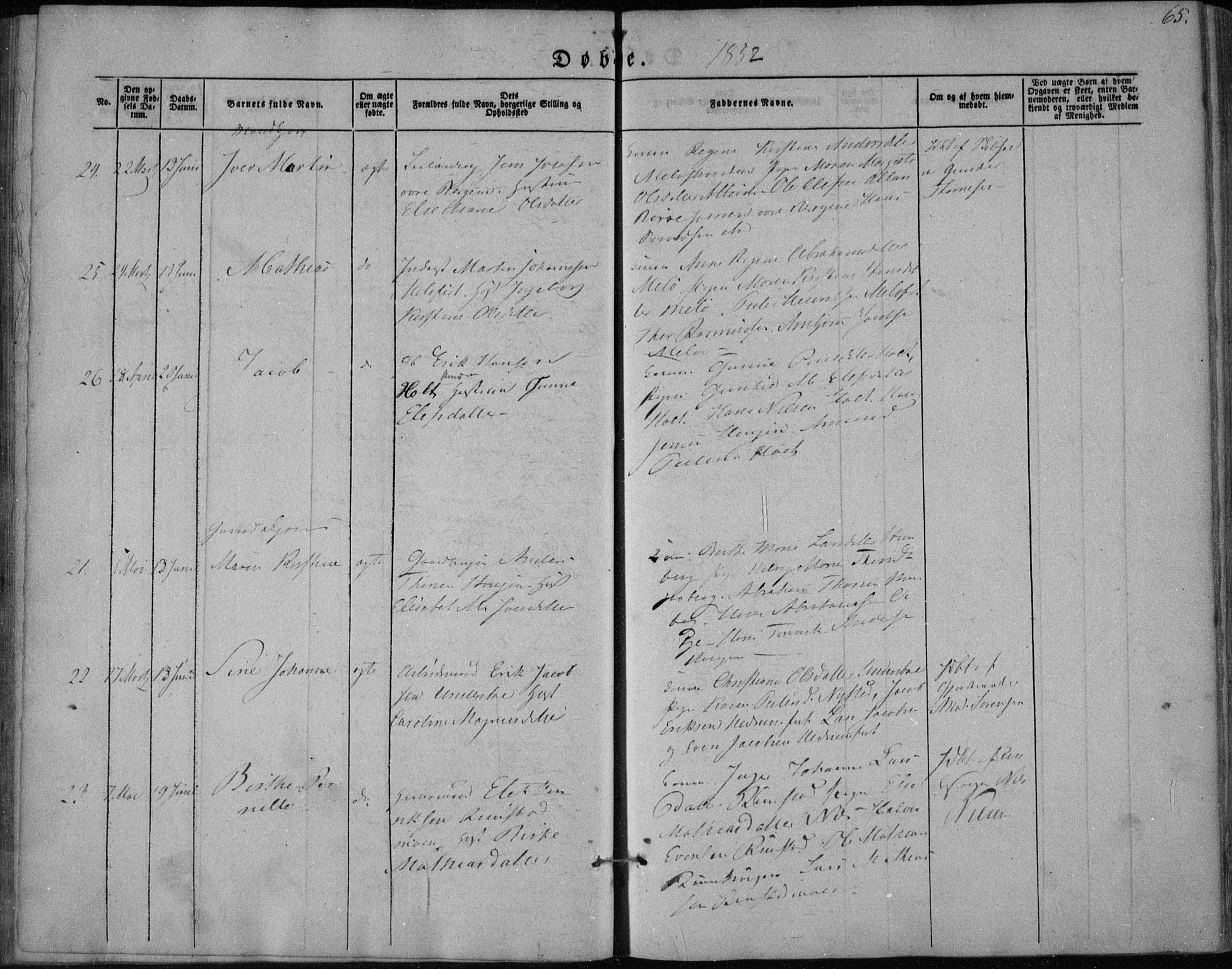 Hedrum kirkebøker, AV/SAKO-A-344/F/Fa/L0006: Parish register (official) no. I 6, 1849-1857, p. 65