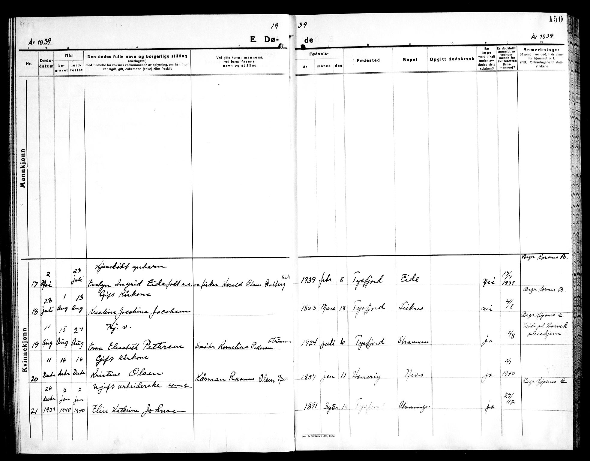 Ministerialprotokoller, klokkerbøker og fødselsregistre - Nordland, SAT/A-1459/861/L0881: Parish register (copy) no. 861C07, 1938-1945, p. 150