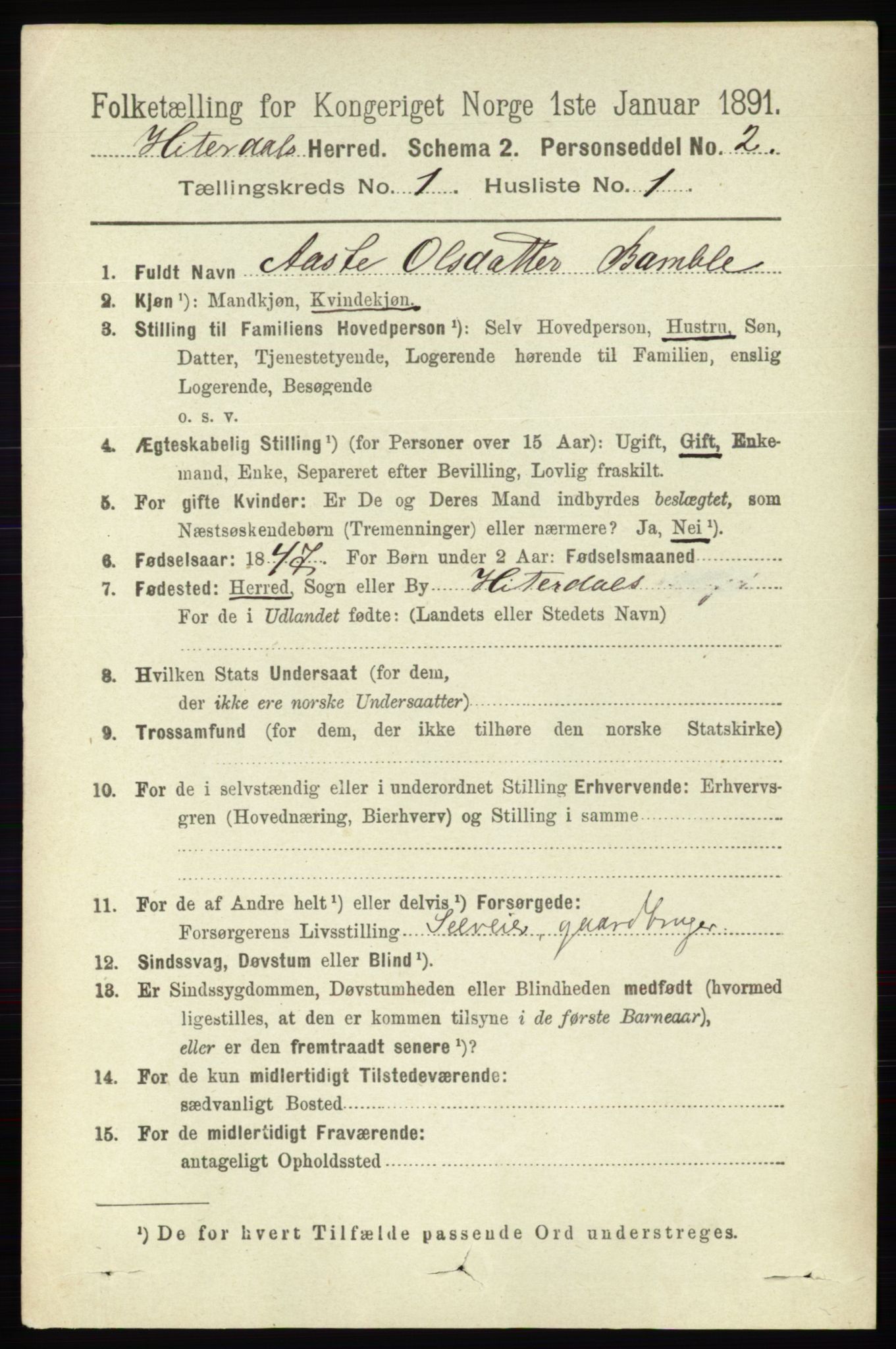 RA, 1891 census for 0823 Heddal, 1891, p. 106