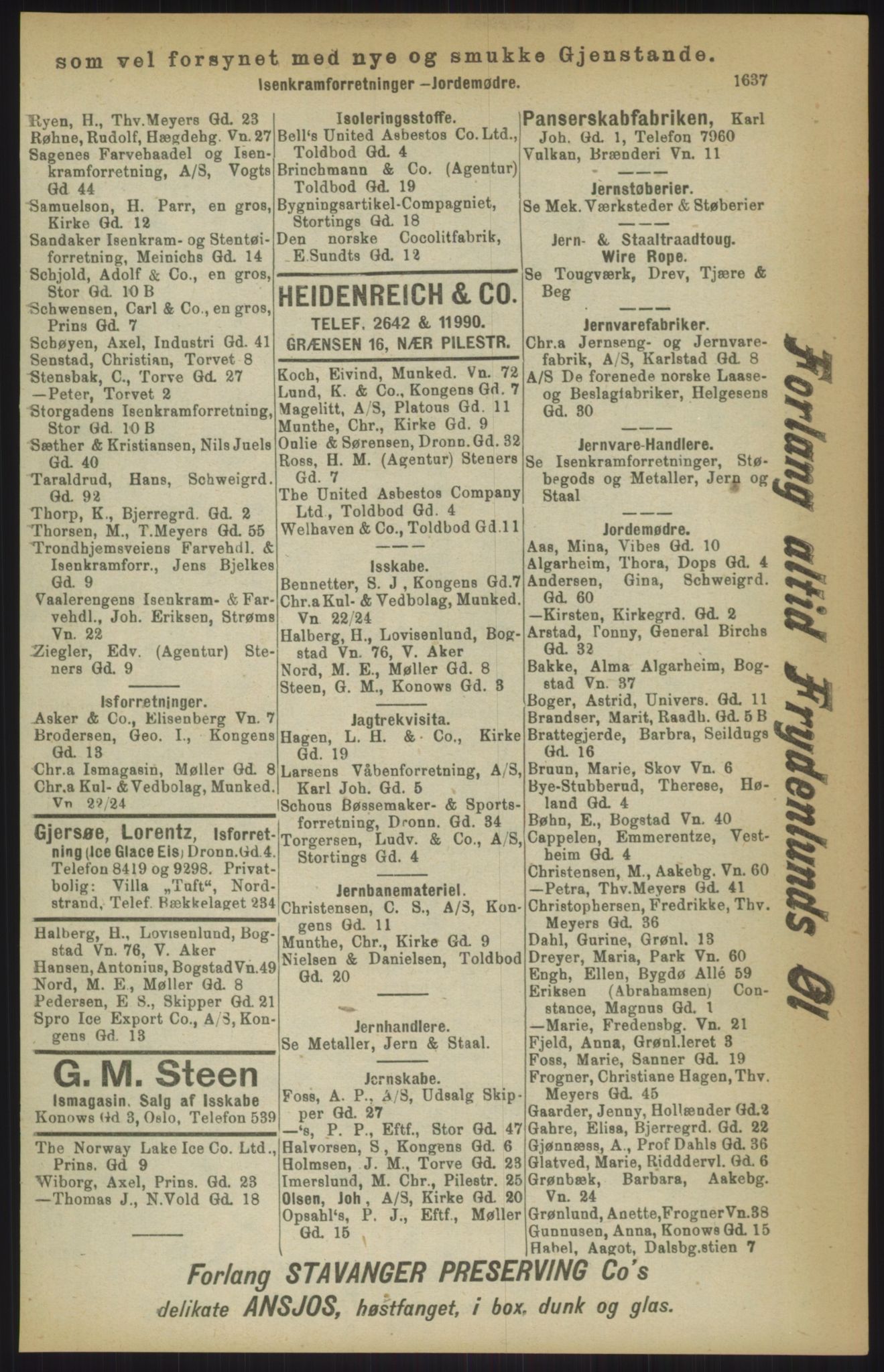 Kristiania/Oslo adressebok, PUBL/-, 1911, p. 1637